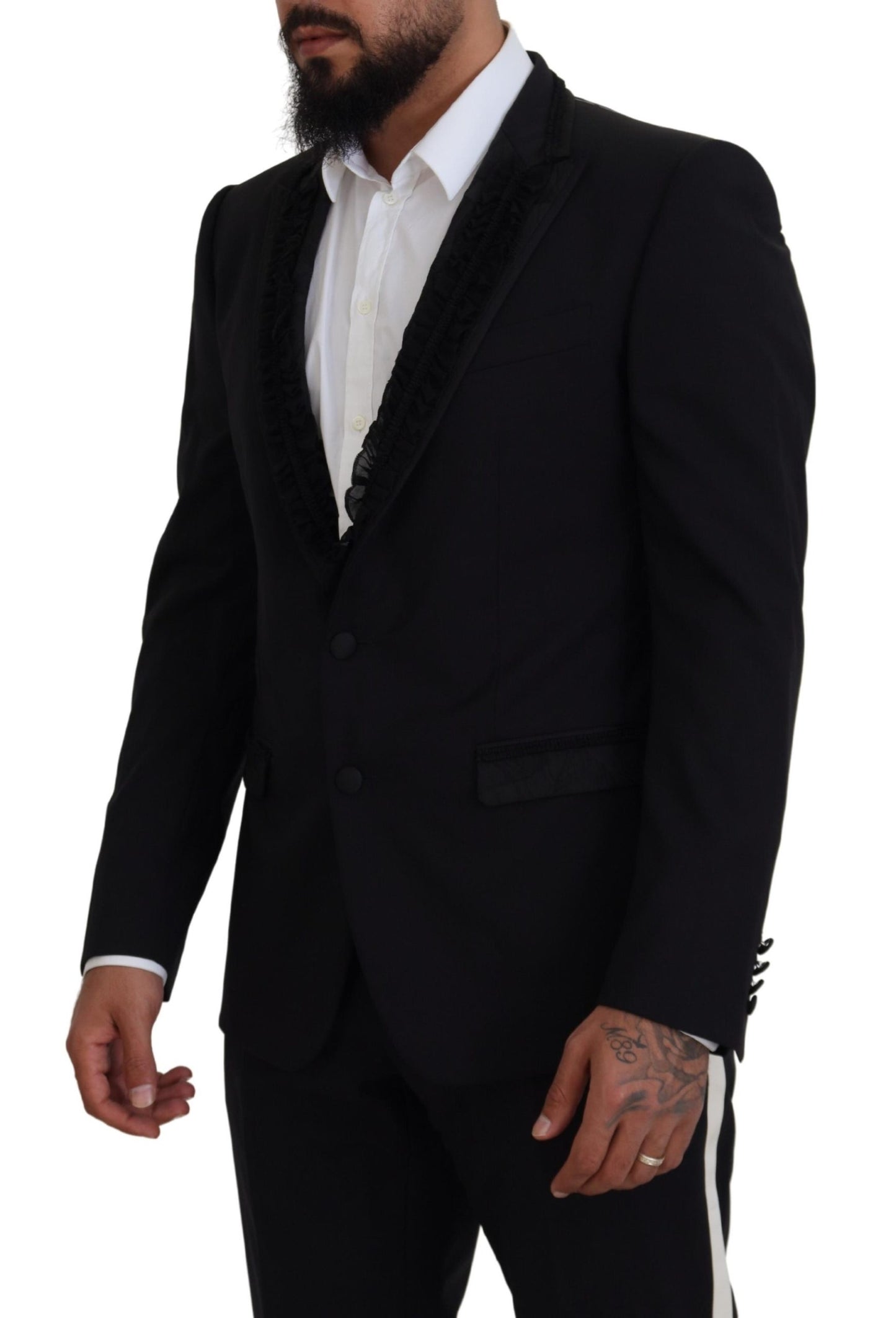 - Elegant Black Silk-Lined Evening Blazer