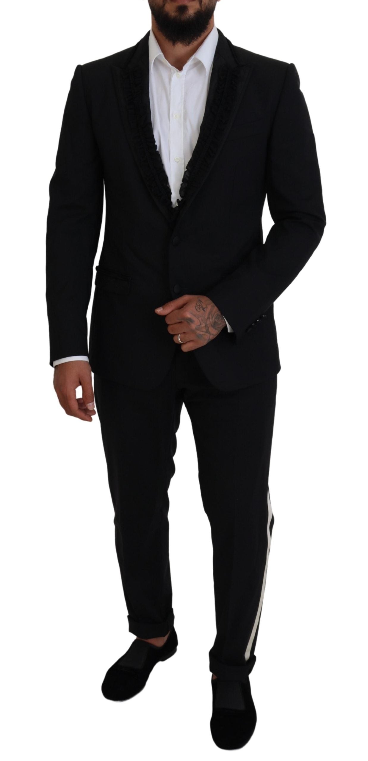 - Elegant Black Silk-Lined Evening Blazer