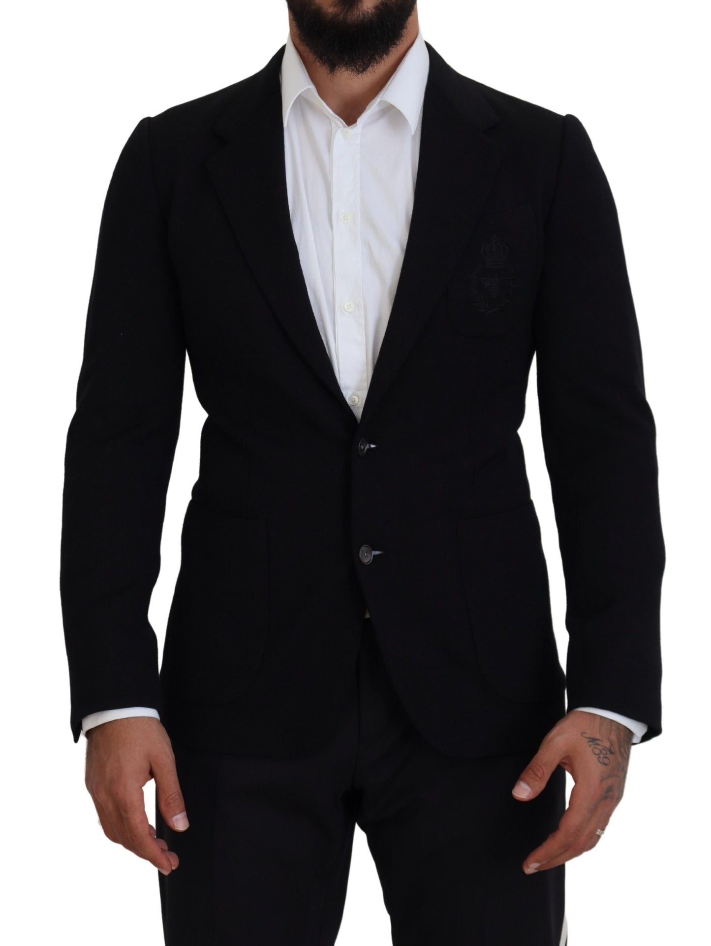 - Elegant Single Breasted Black Wool Blazer