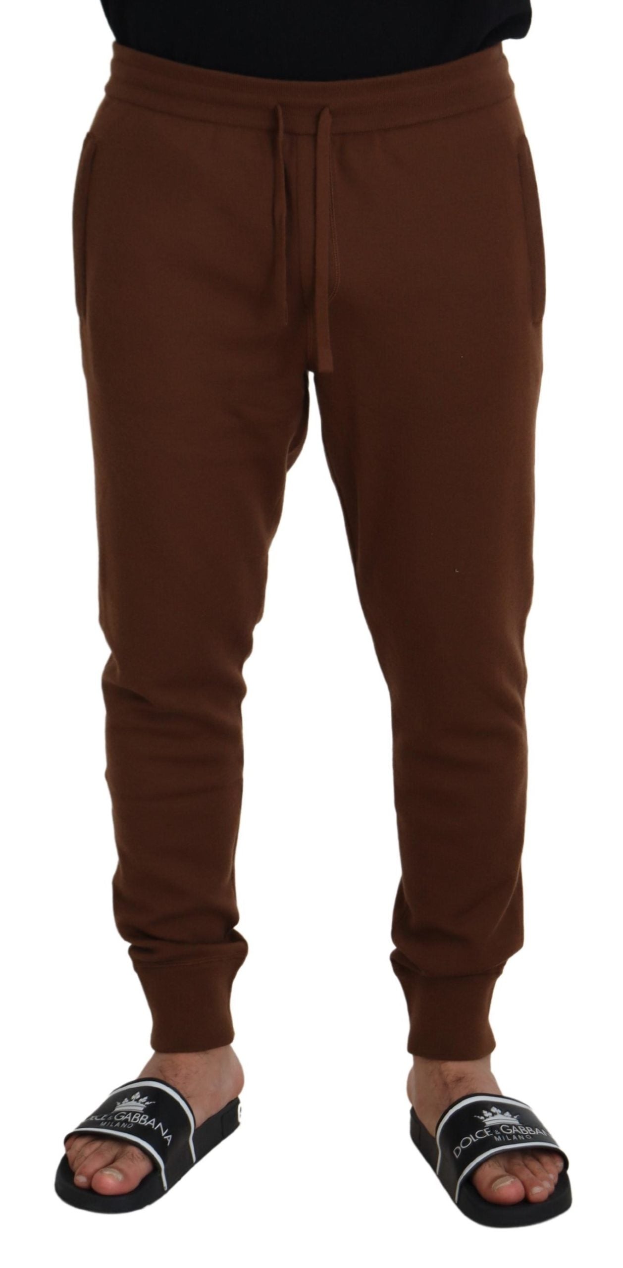 - Elegant Brown Cashmere Jogger Pants