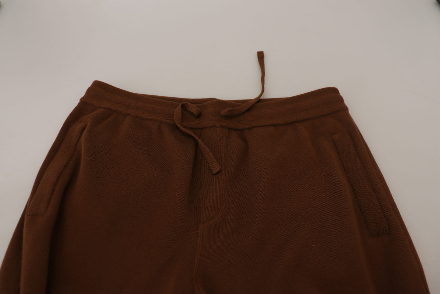 - Elegant Brown Cashmere Jogger Pants
