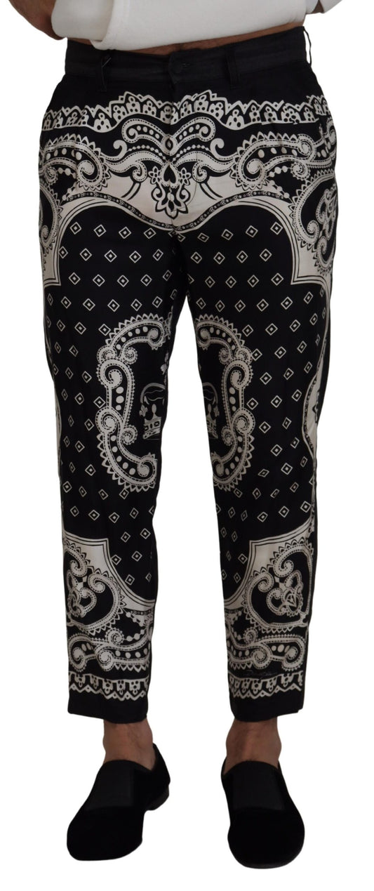 - Elegant Bandana Print Silk-Cotton Pants