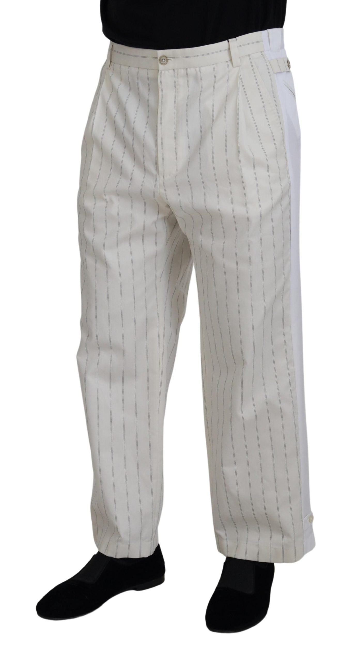 - Elegant White Striped MainLine Trousers