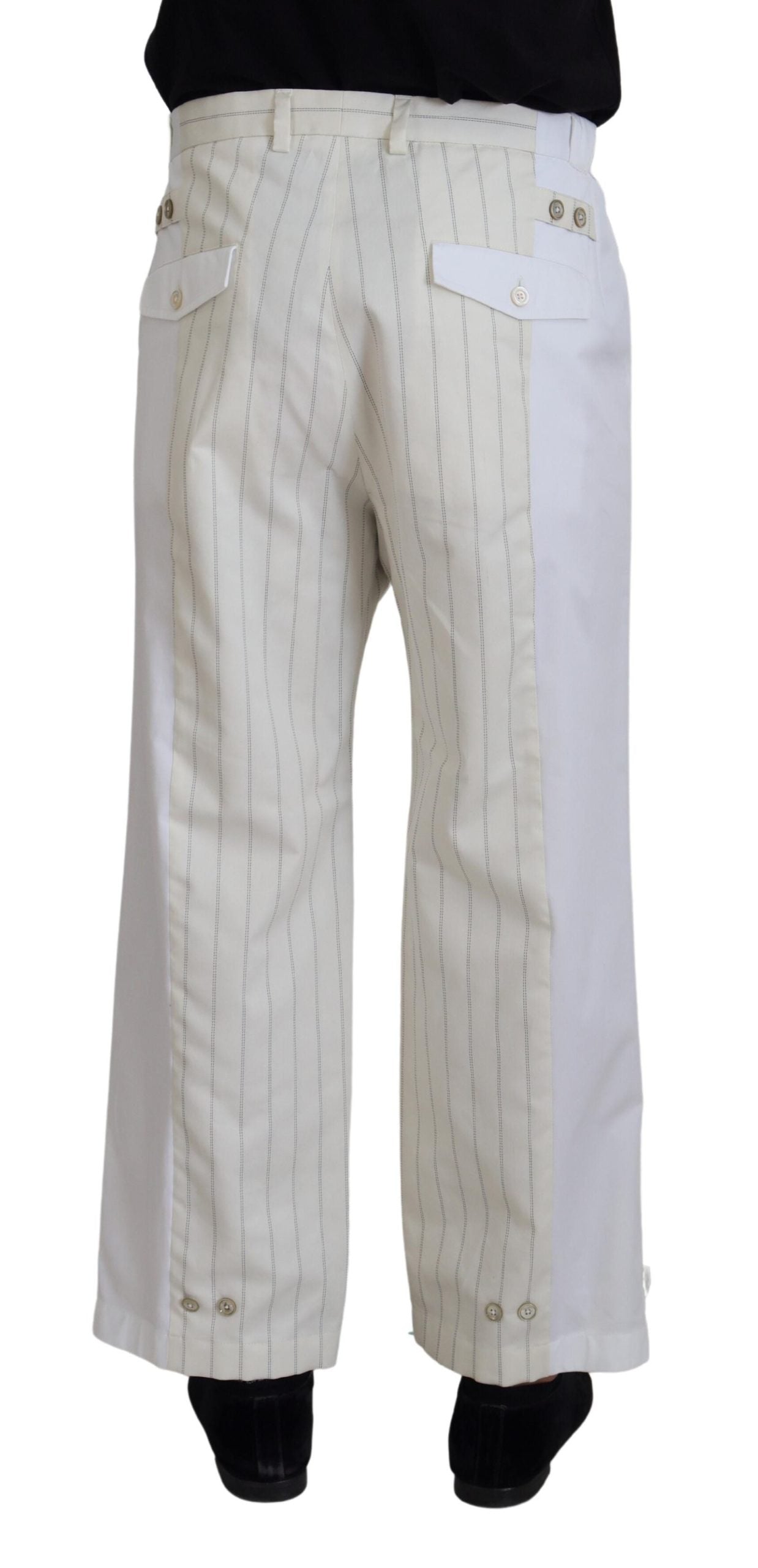- Elegant White Striped MainLine Trousers