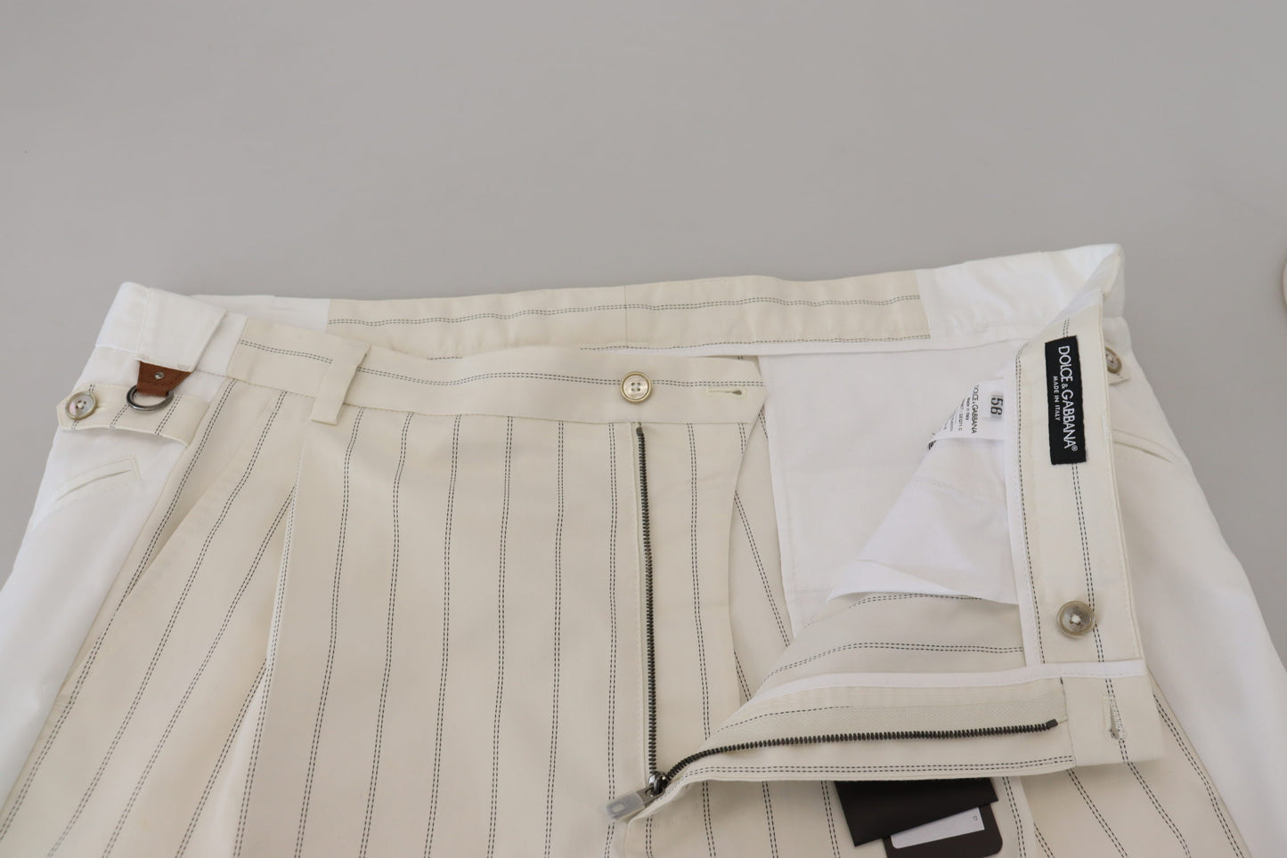 - Elegant White Striped MainLine Trousers
