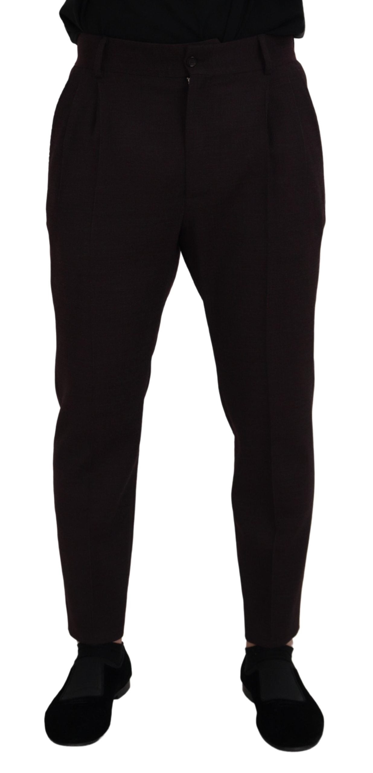 - Elegant Brown Cotton Blend Trousers