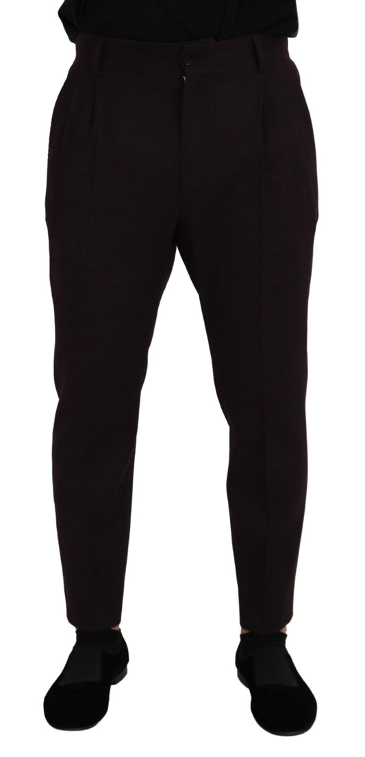 - Elegant Brown Cotton Blend Trousers