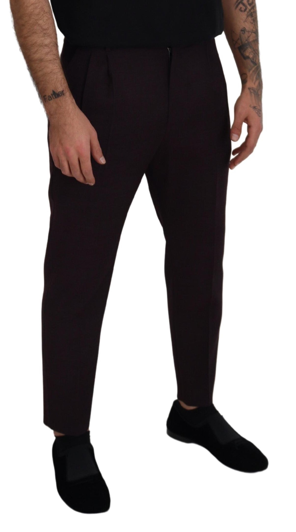 - Elegant Brown Cotton Blend Trousers