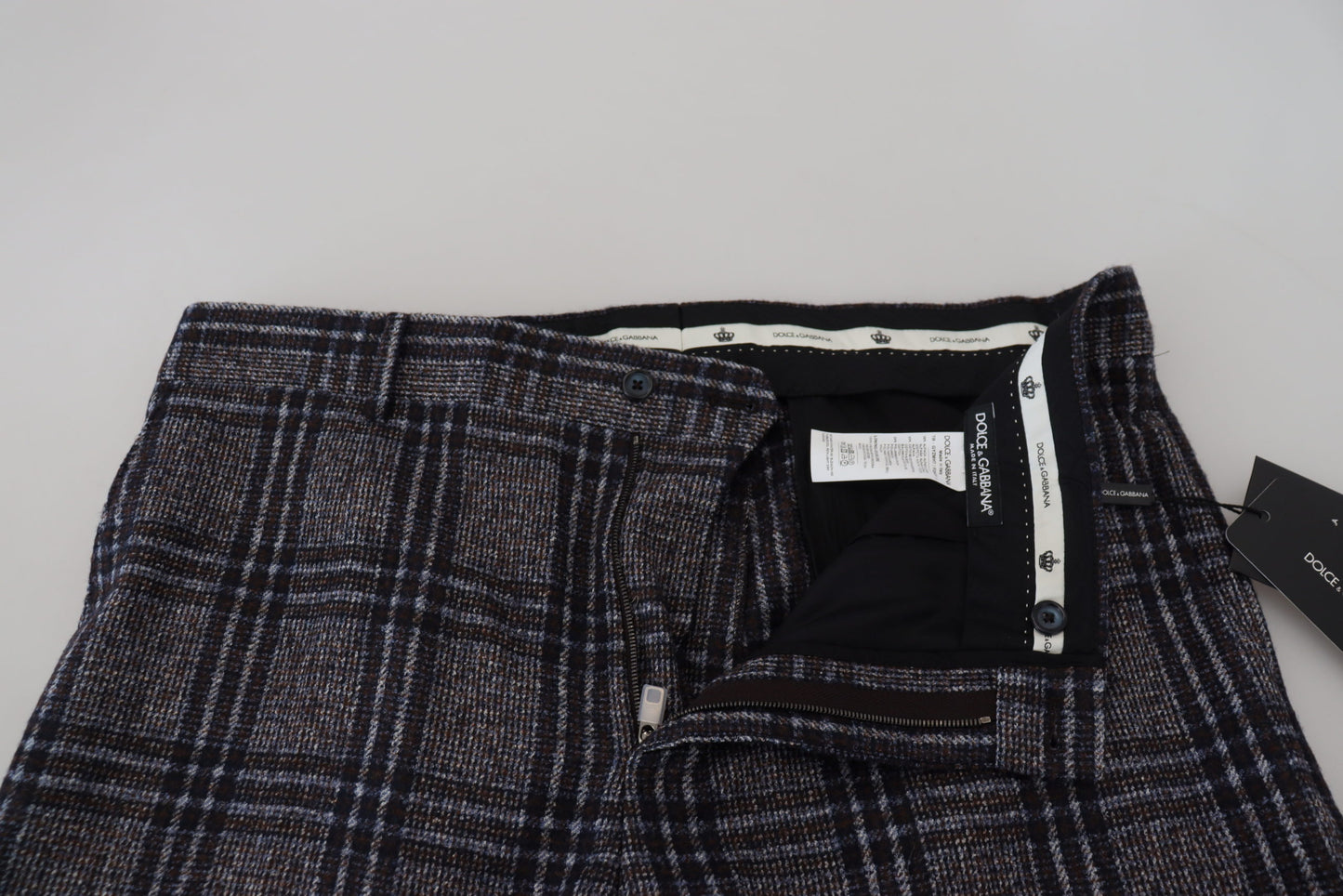 - Elegant Gray Checkered Alpaca Blend Pants