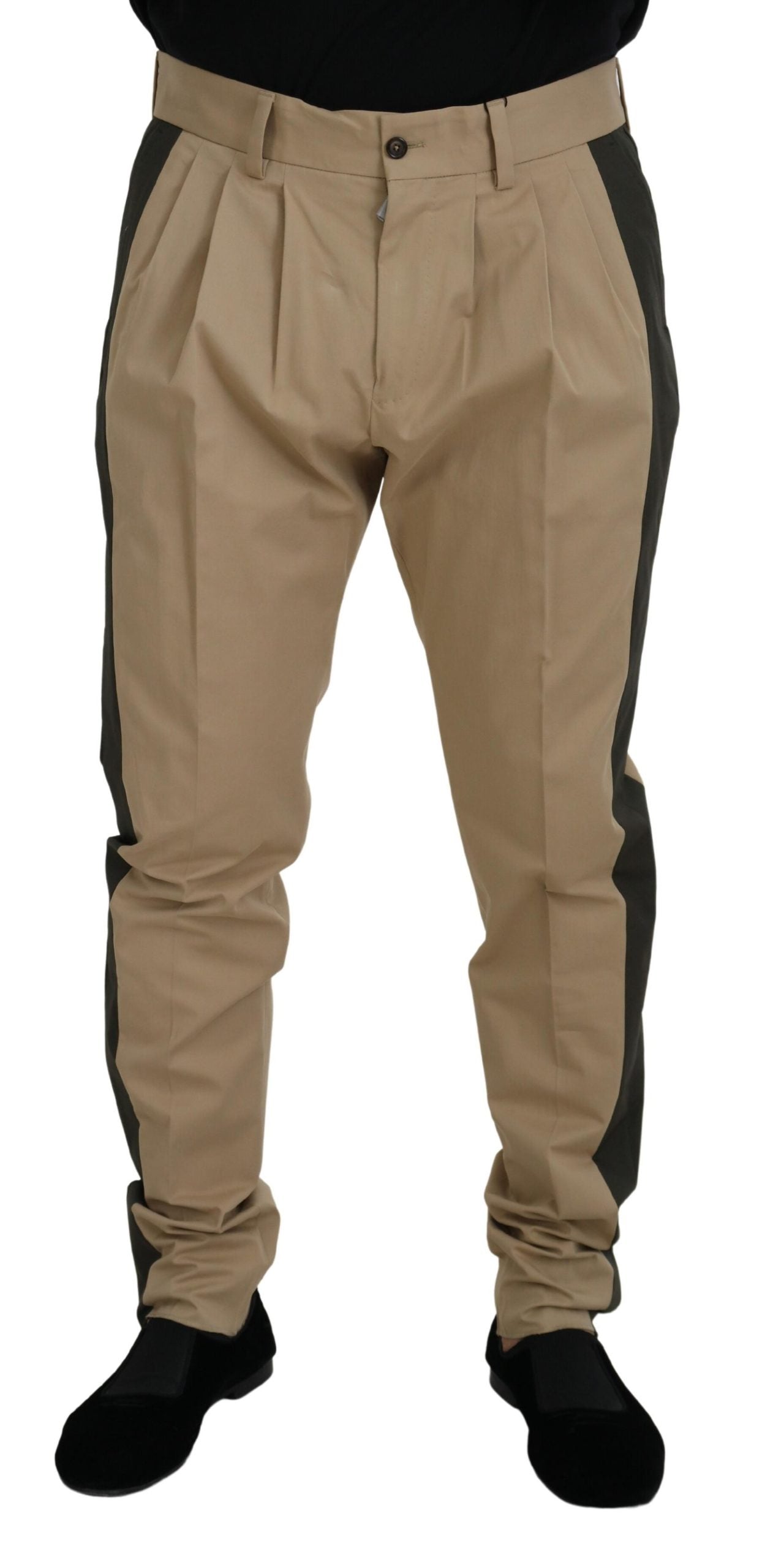 - Elegant Bi-Color Cotton Stretch Pants