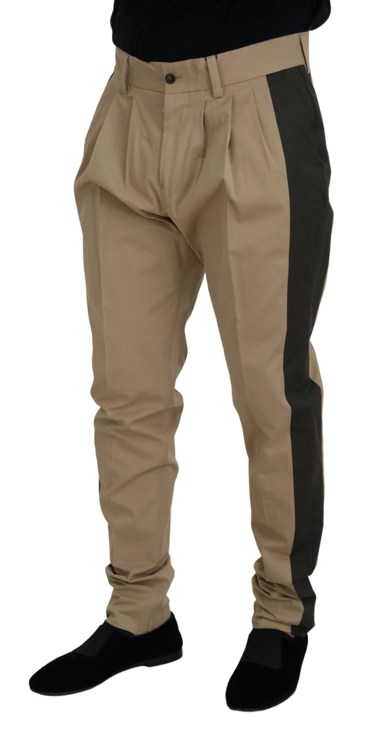 - Elegant Bi-Color Cotton Stretch Pants