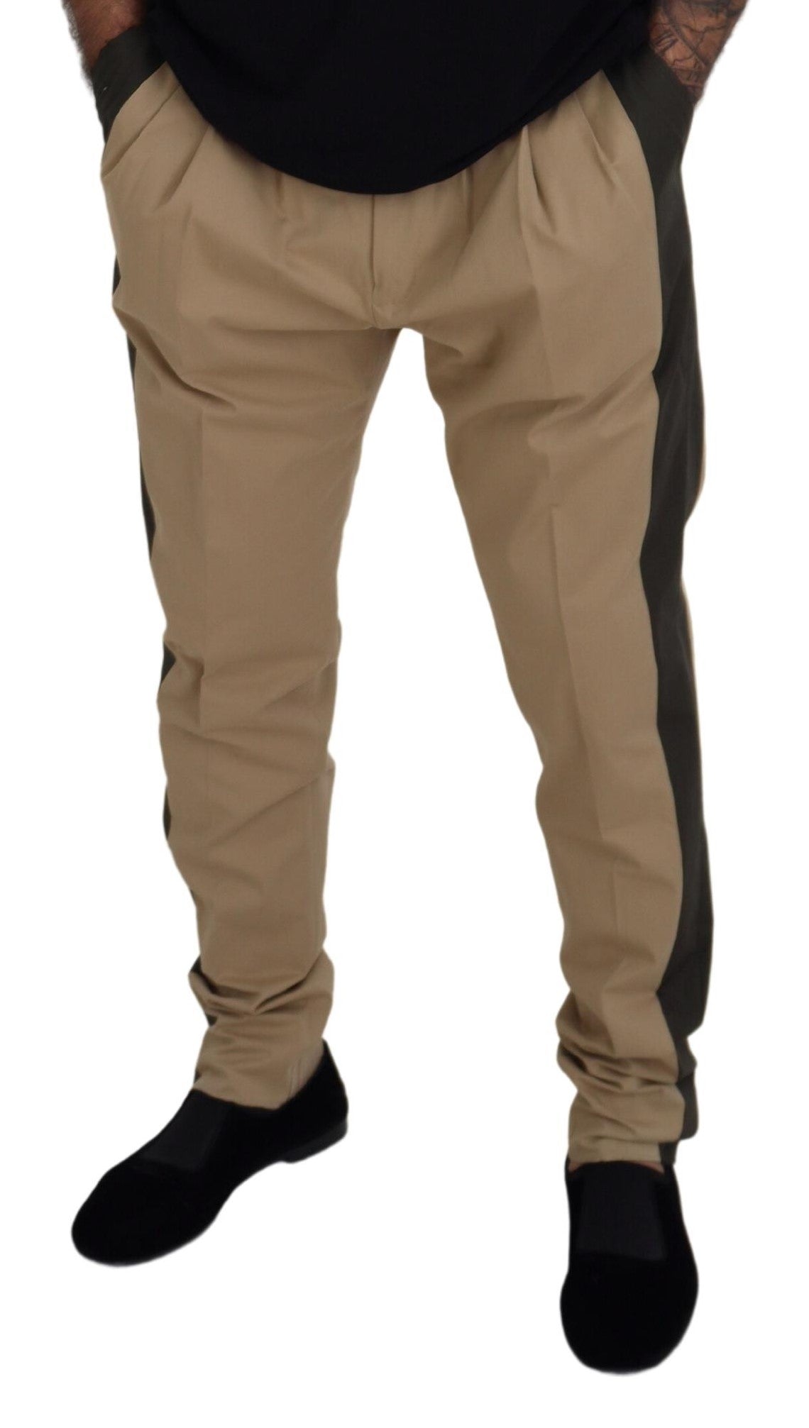 - Elegant Bi-Color Cotton Stretch Pants