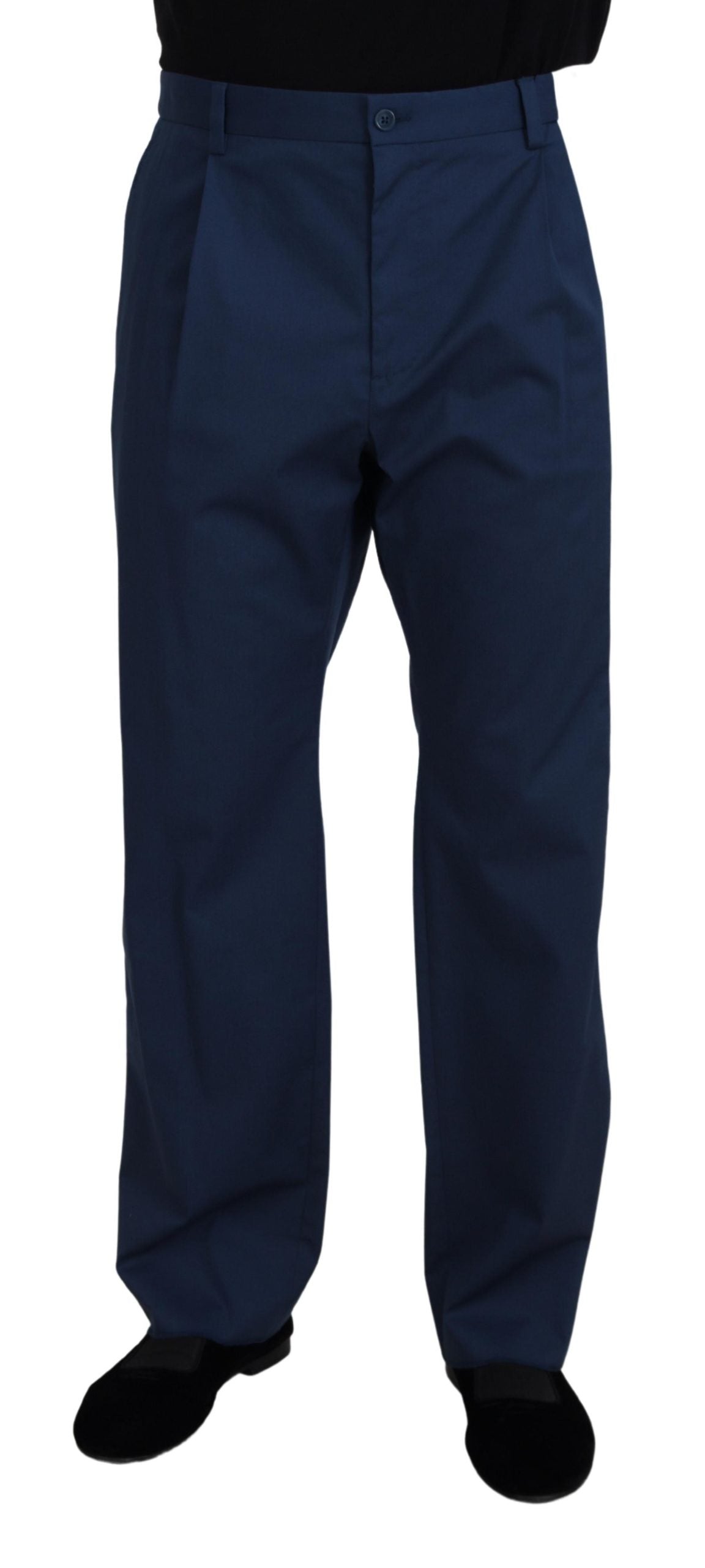 - Elegant Blue Cotton Blend Pants for Men