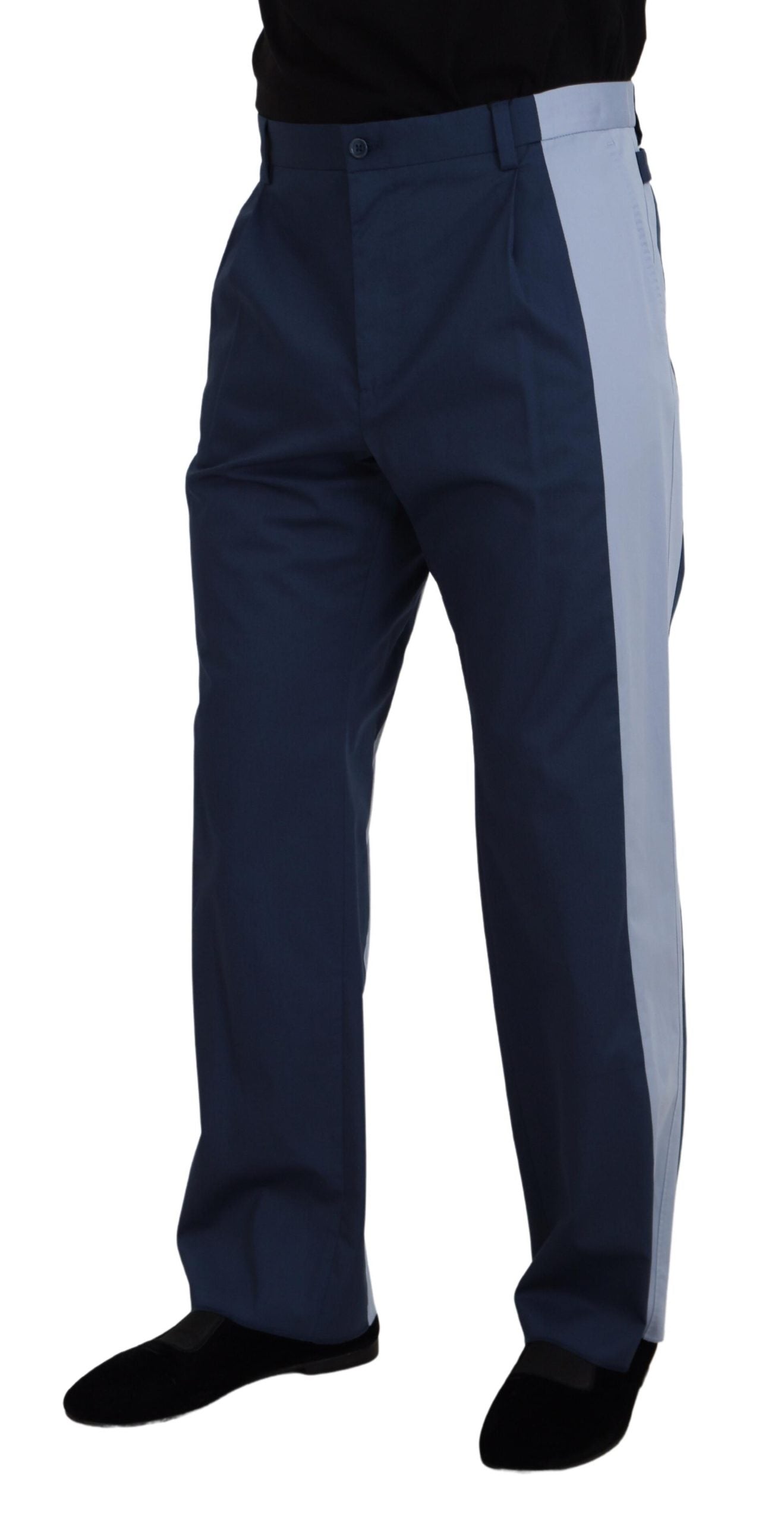 - Elegant Blue Cotton Blend Pants for Men