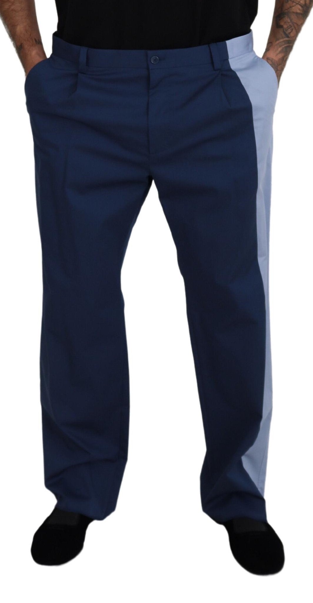 - Elegant Blue Cotton Blend Pants for Men