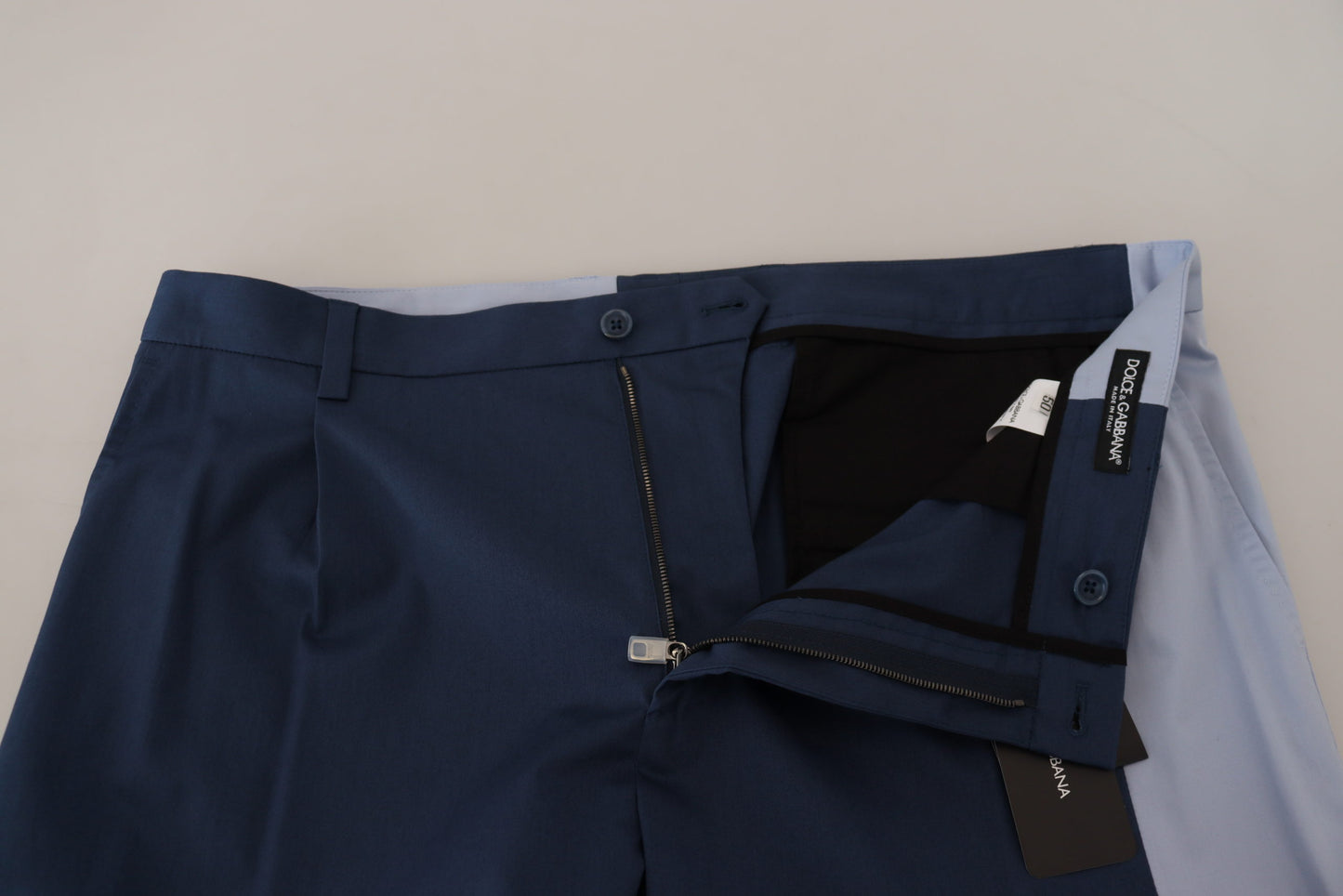 - Elegant Blue Cotton Blend Pants for Men