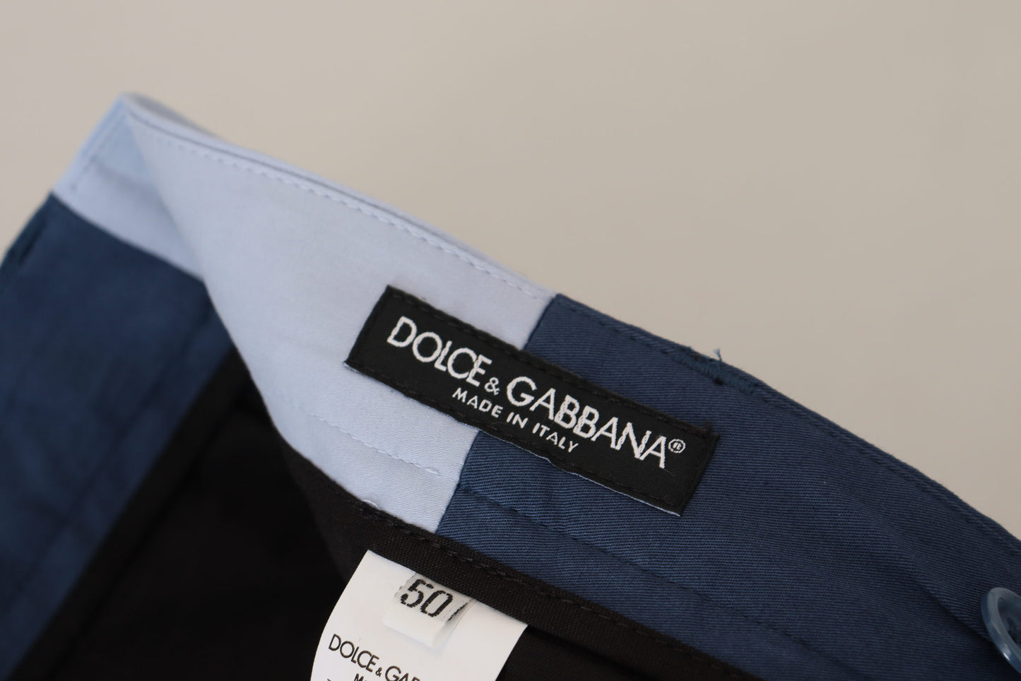- Elegant Blue Cotton Blend Pants for Men