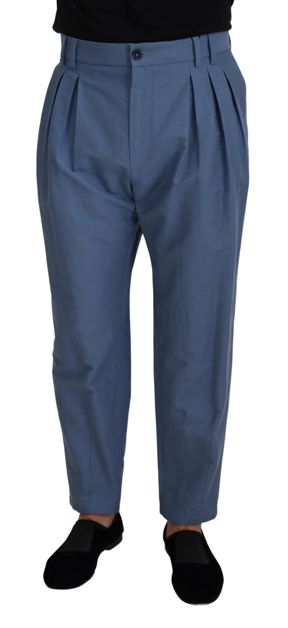 - Elegant Blue Linen-Cotton Pants