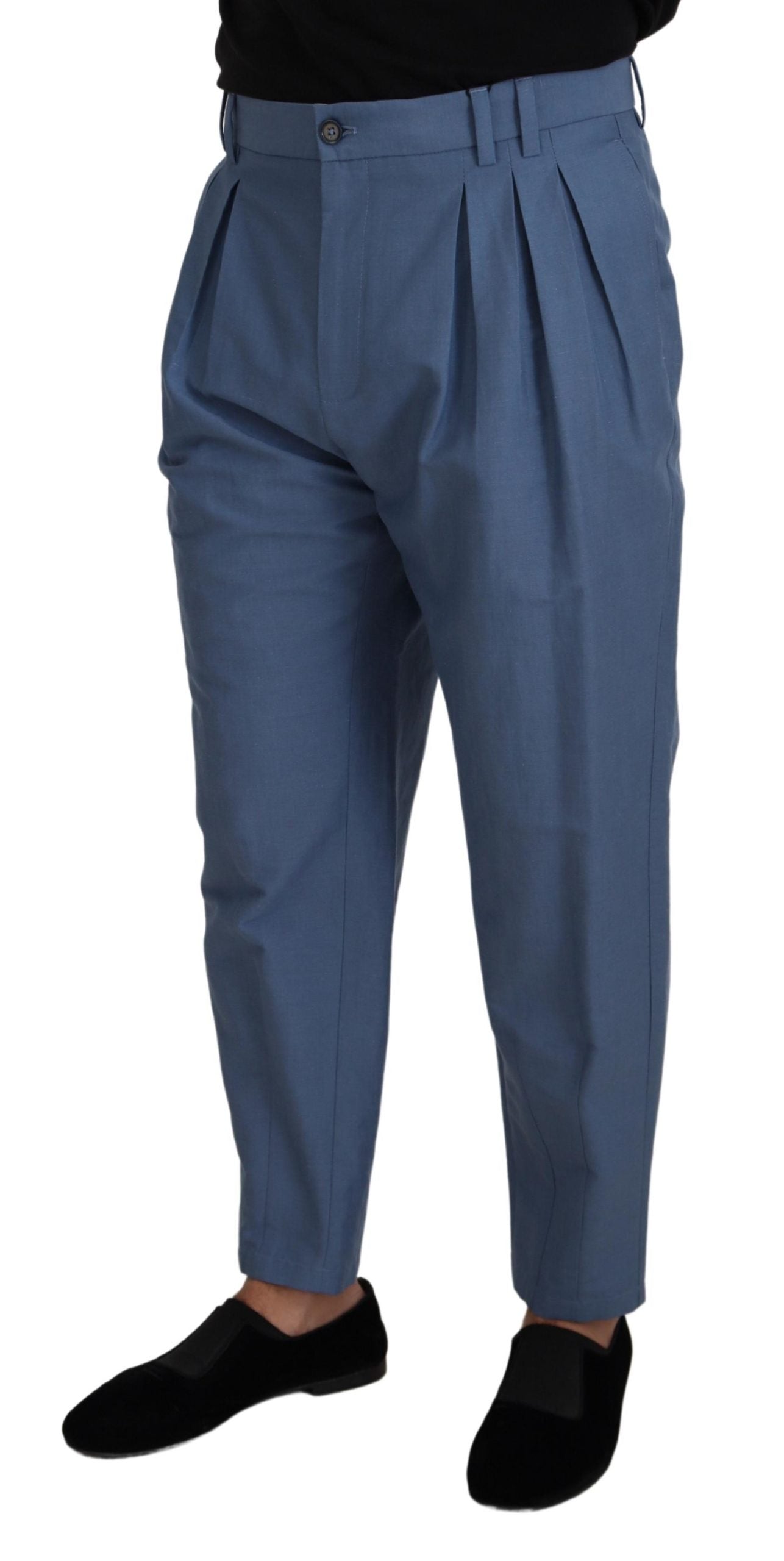 - Elegant Blue Linen-Cotton Pants