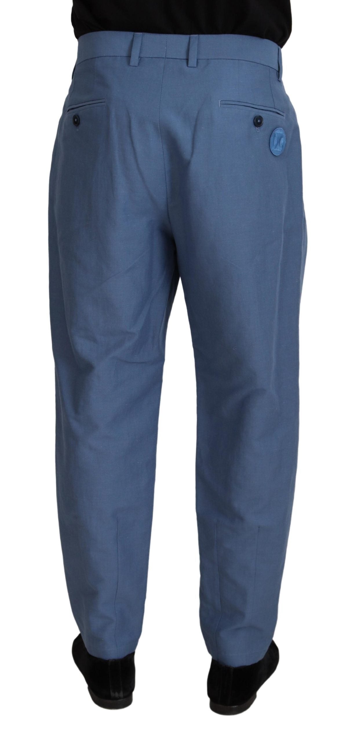 - Elegant Blue Linen-Cotton Pants