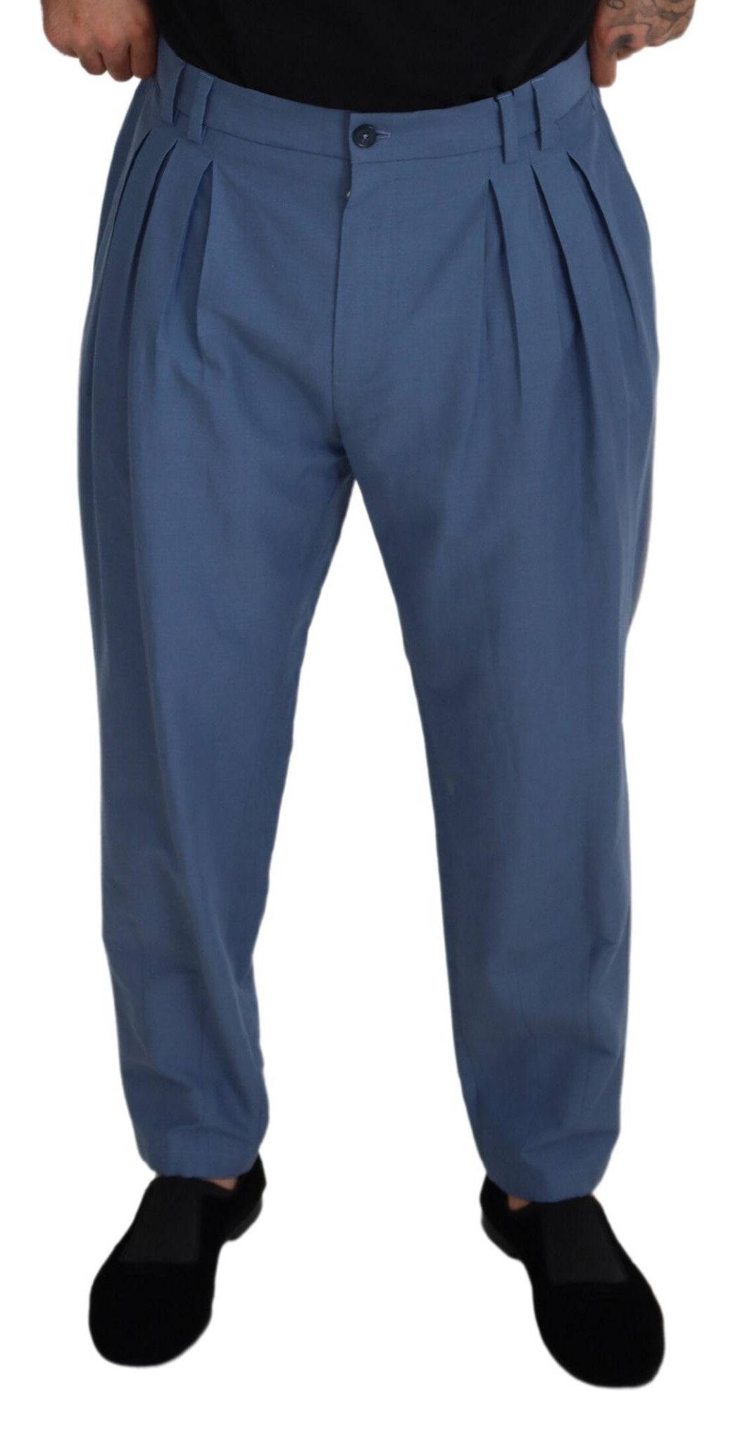 - Elegant Blue Linen-Cotton Pants