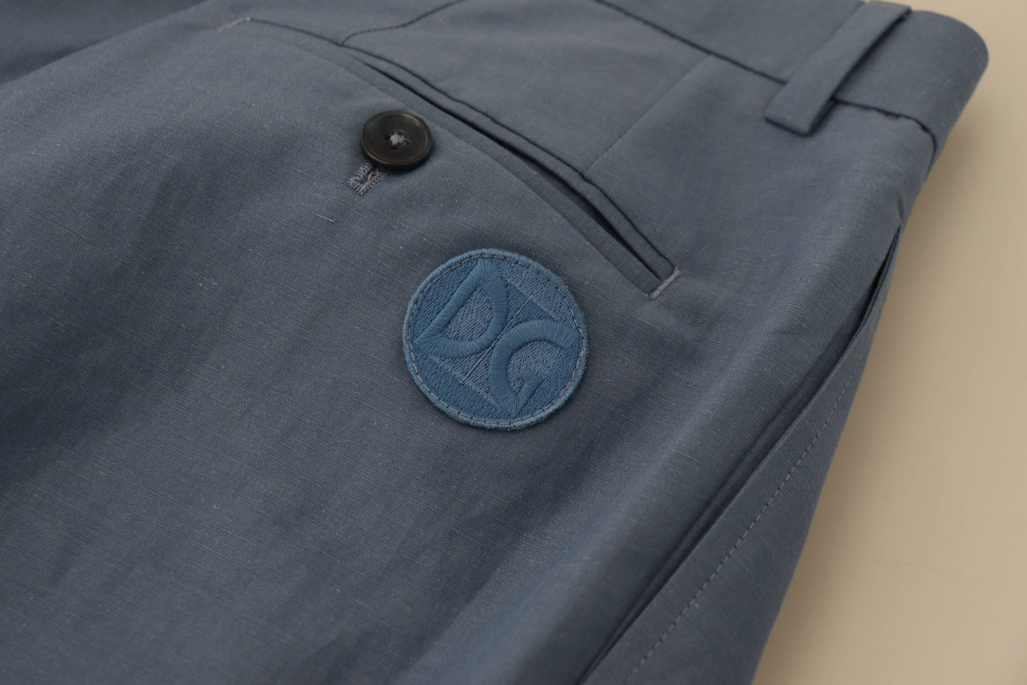 - Elegant Blue Linen-Cotton Pants