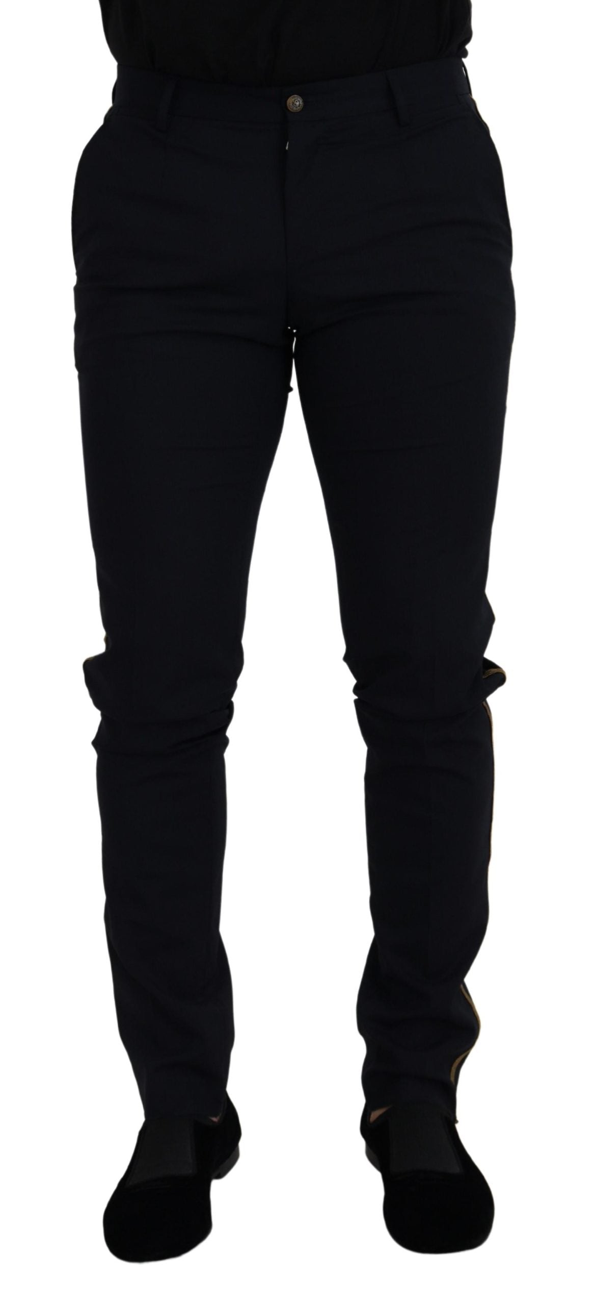 - Elegant Black Wool-Blend Trousers
