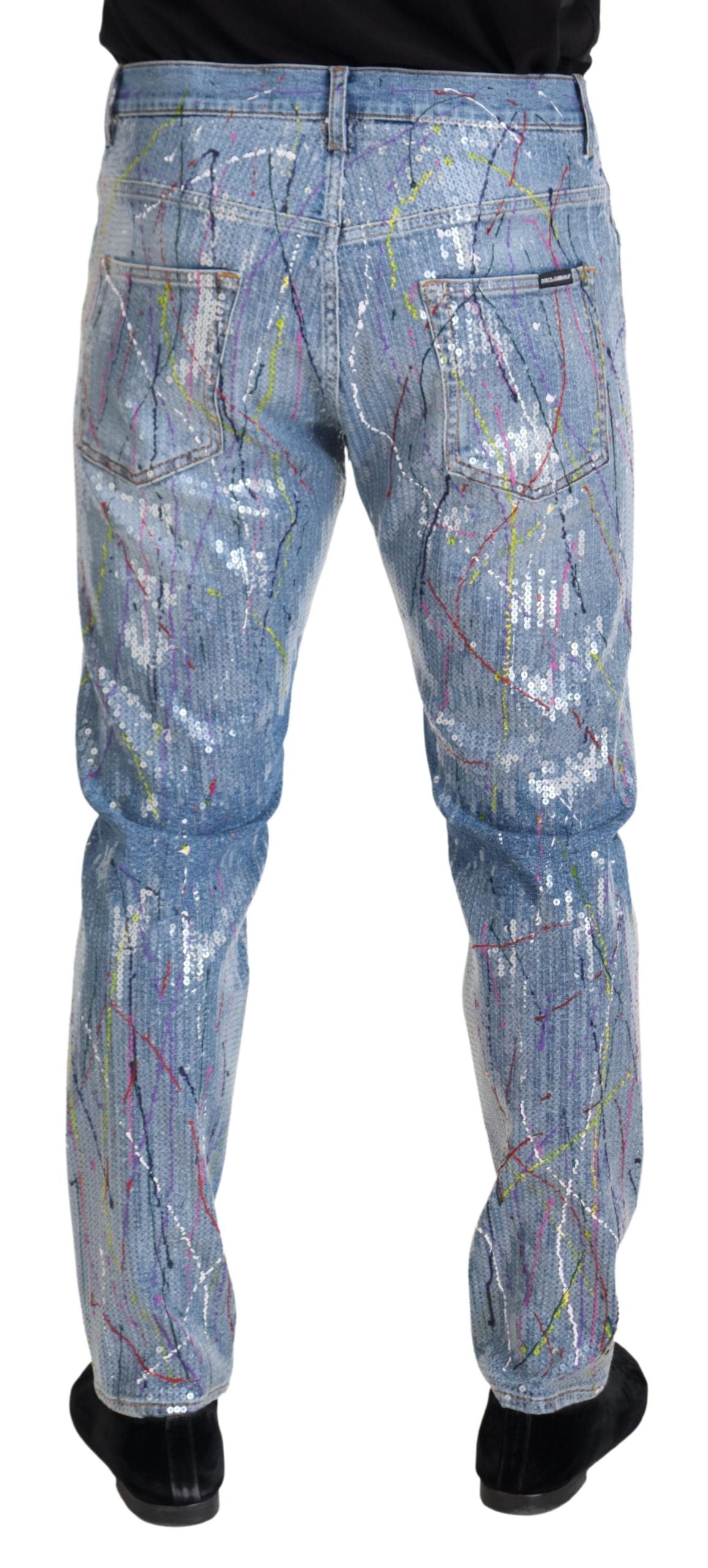 - Exquisite Color Splash Denim Pants