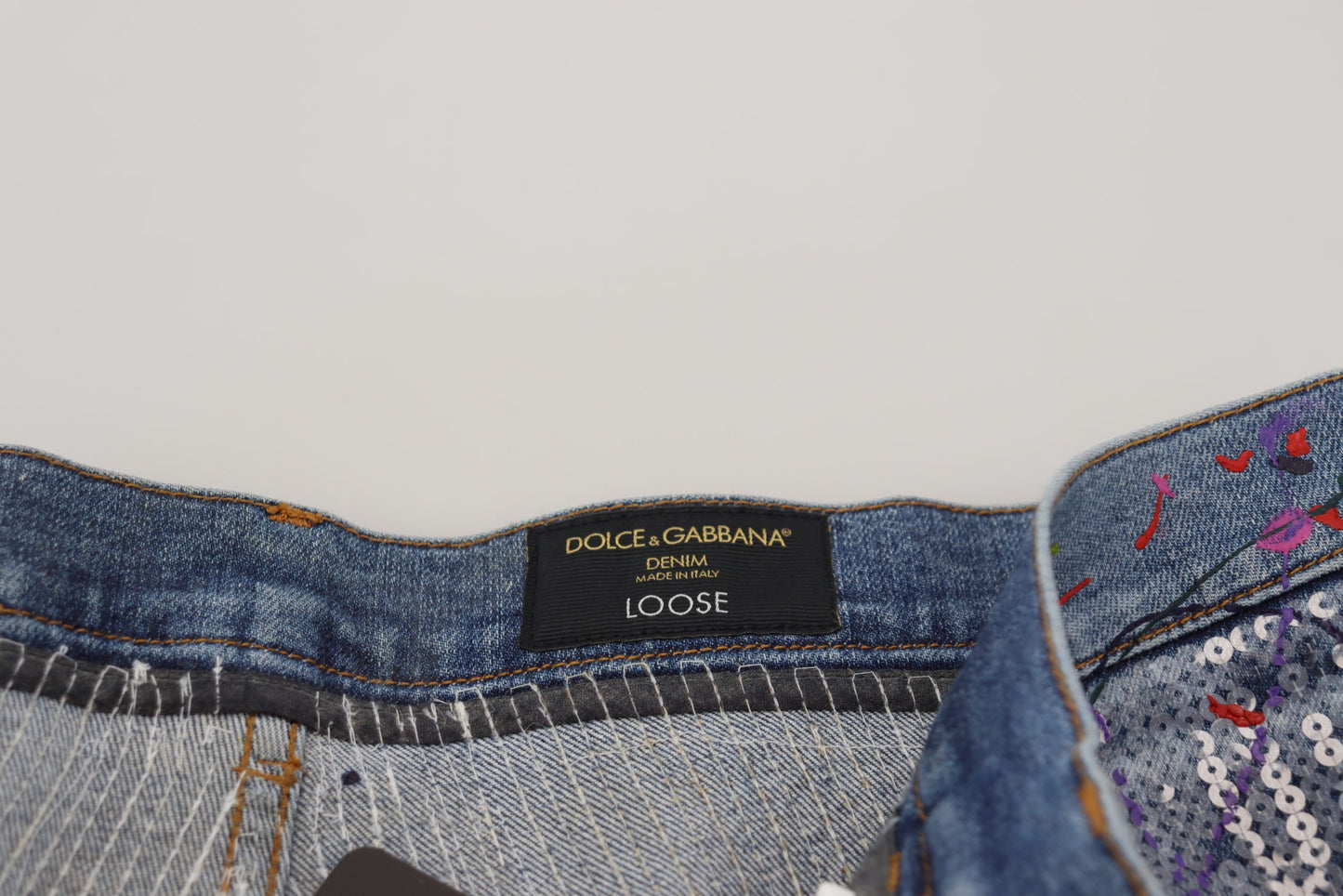- Exquisite Color Splash Denim Pants