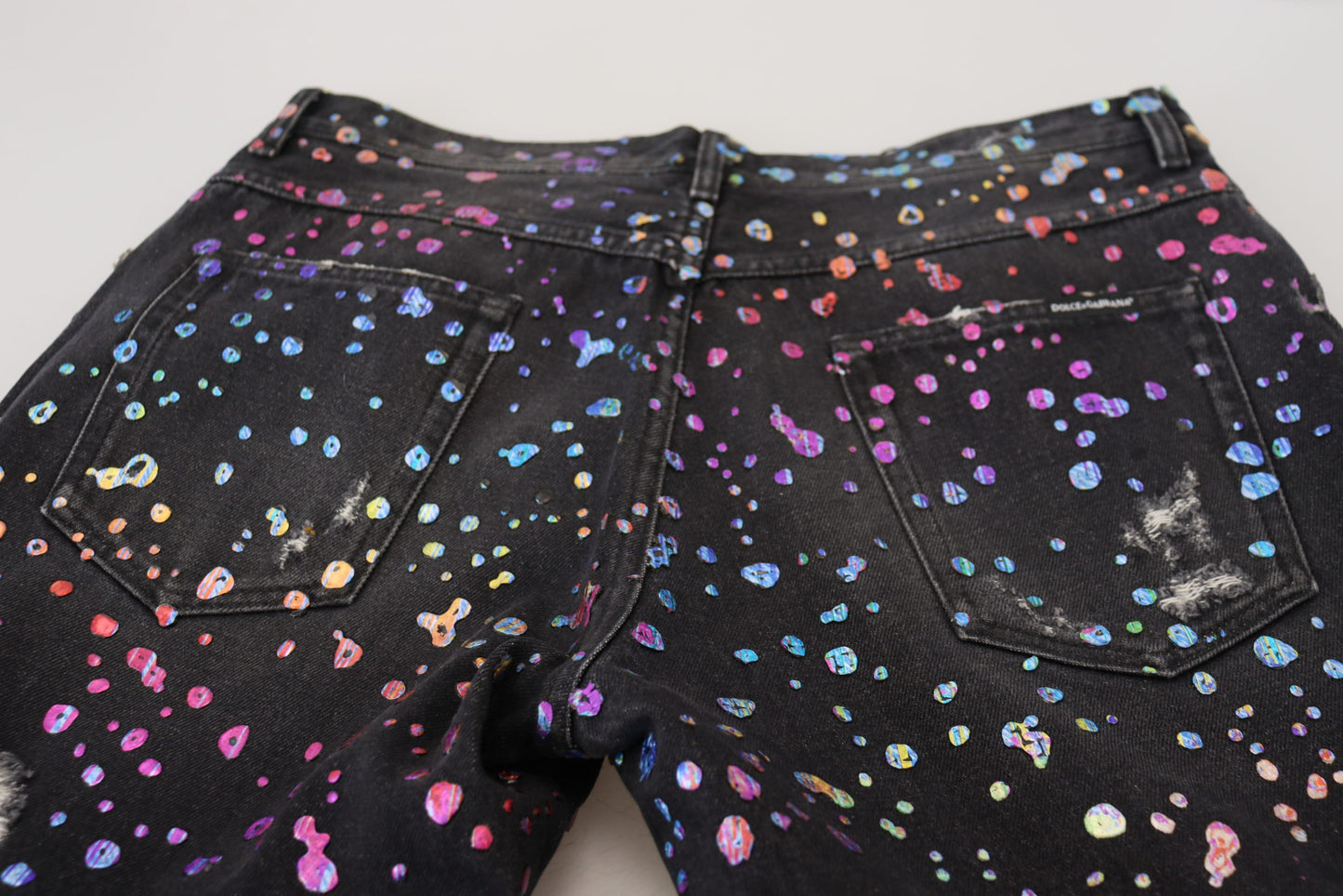 - Elegant Multicolor Printed Denim Pants