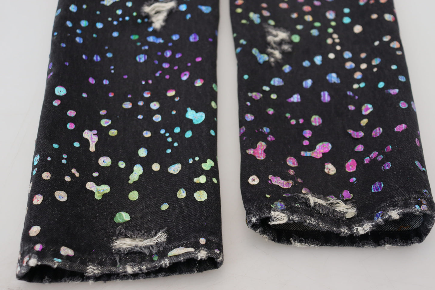 - Elegant Multicolor Printed Denim Pants