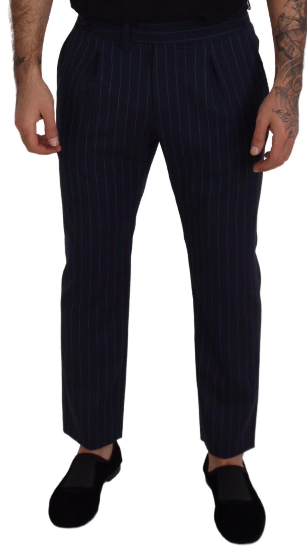 - Elegant Stripe Virgin Wool Trousers