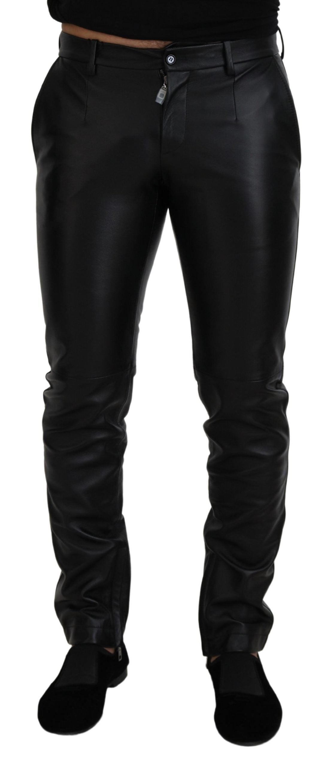 - Elegant Black Agnello Trousers for Men