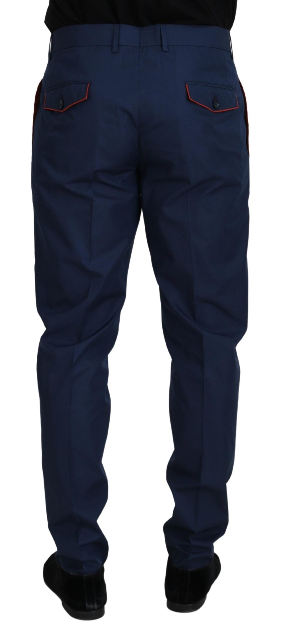 - Elegant Blue Cotton Silk Pants