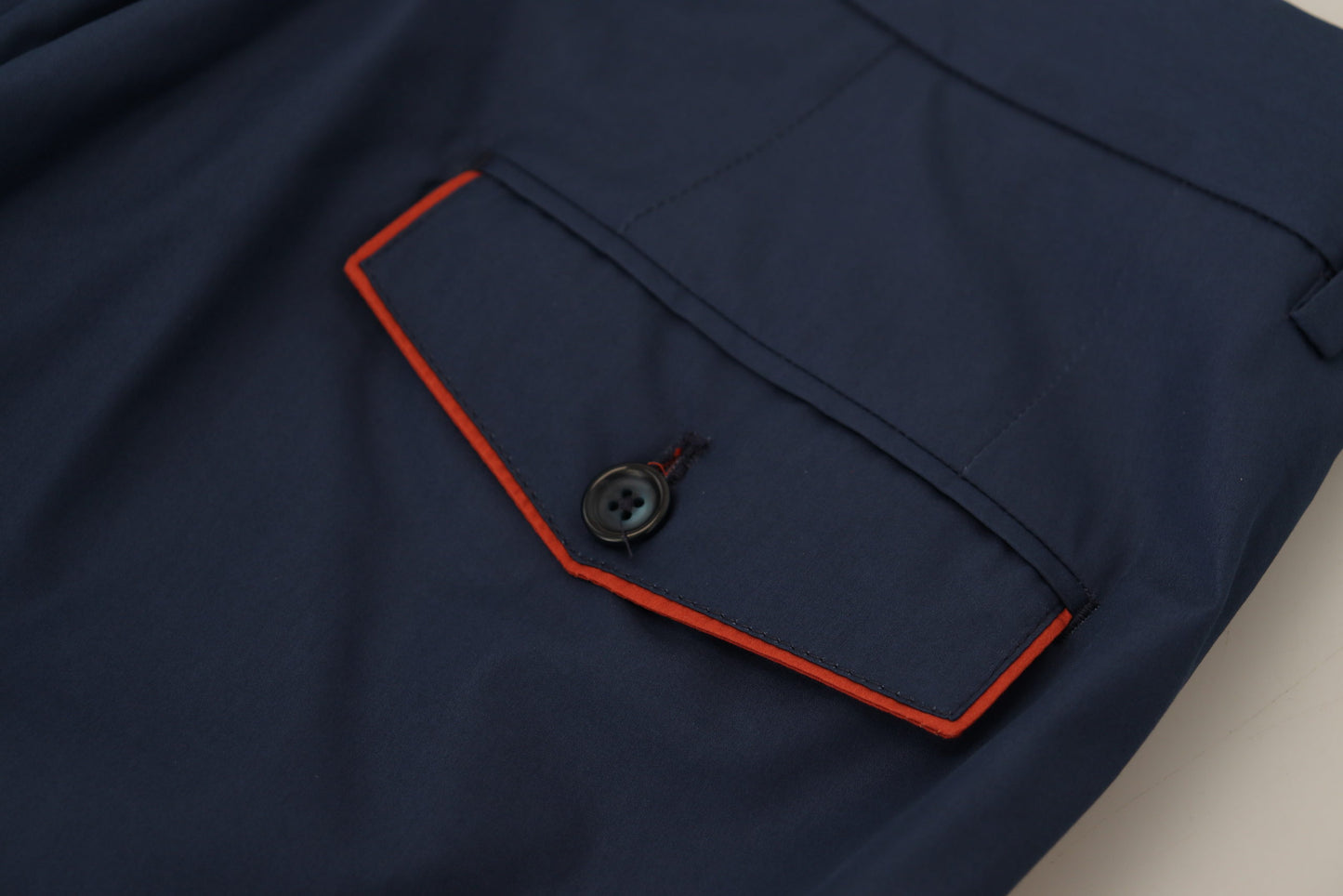 - Elegant Blue Cotton Silk Pants