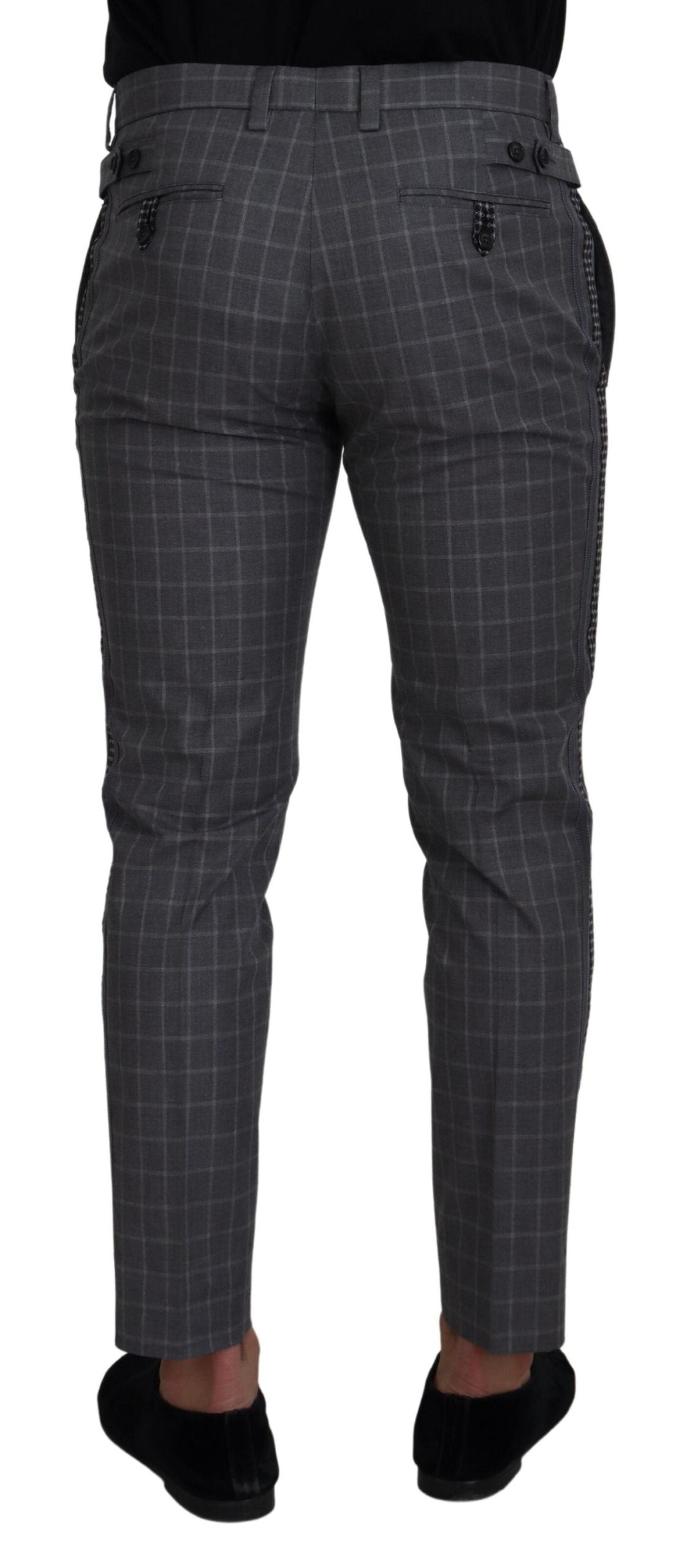 - Grey Cotton Checkered Chino Pants