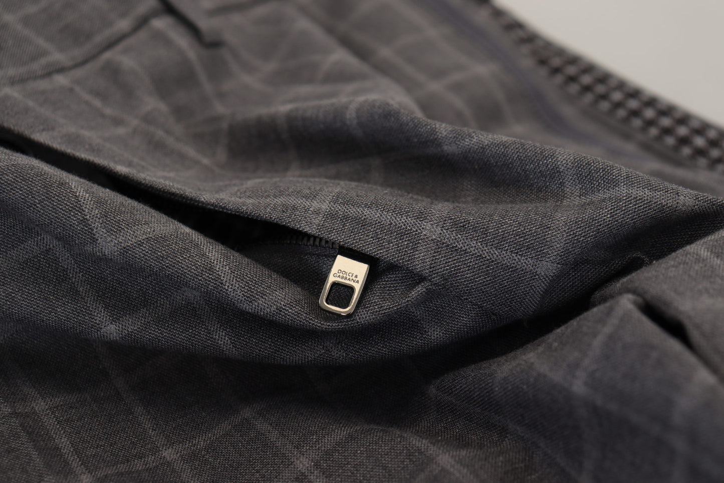 - Grey Cotton Checkered Chino Pants