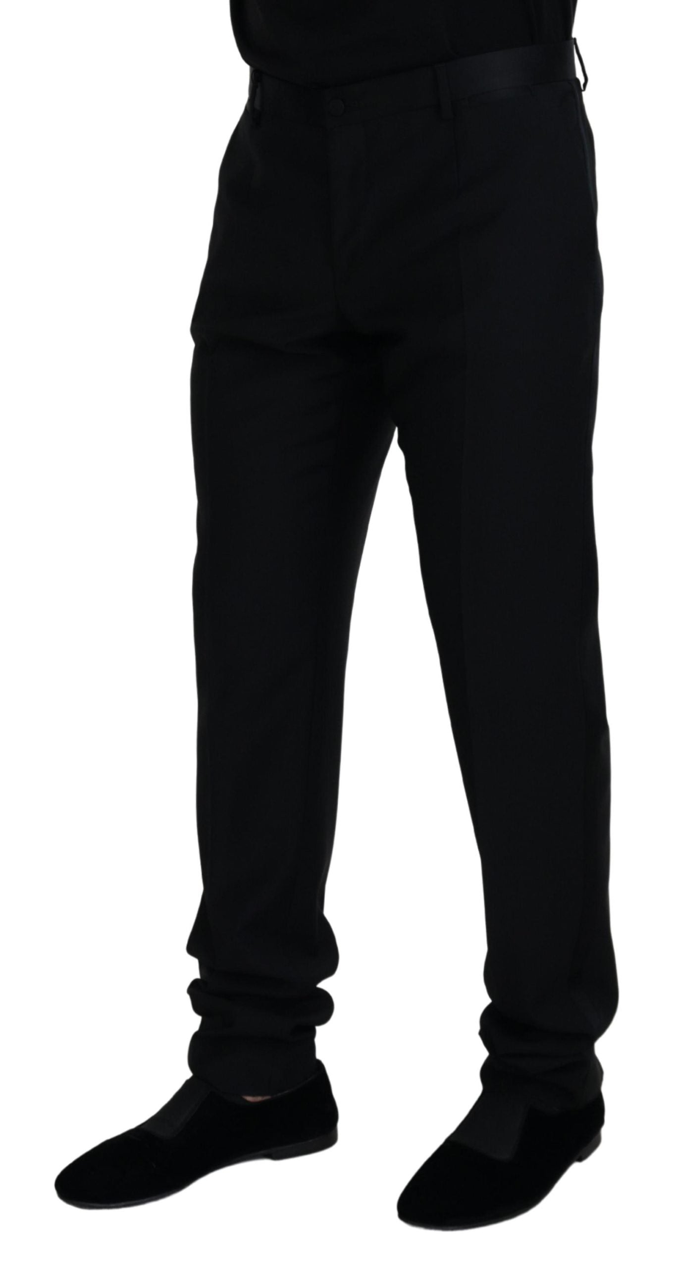 - Elegant Black Virgin Wool Blend Trousers