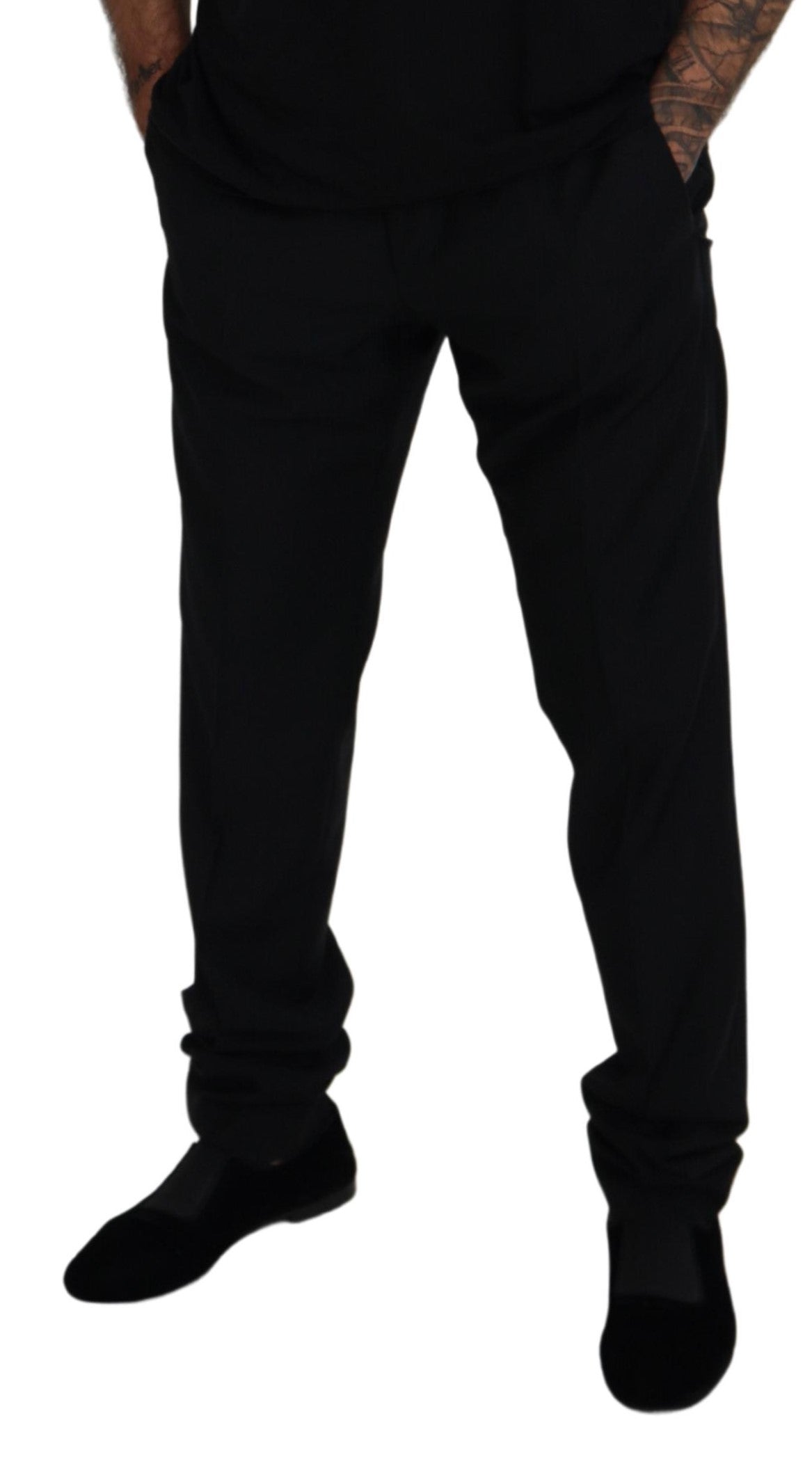 - Elegant Black Virgin Wool Blend Trousers