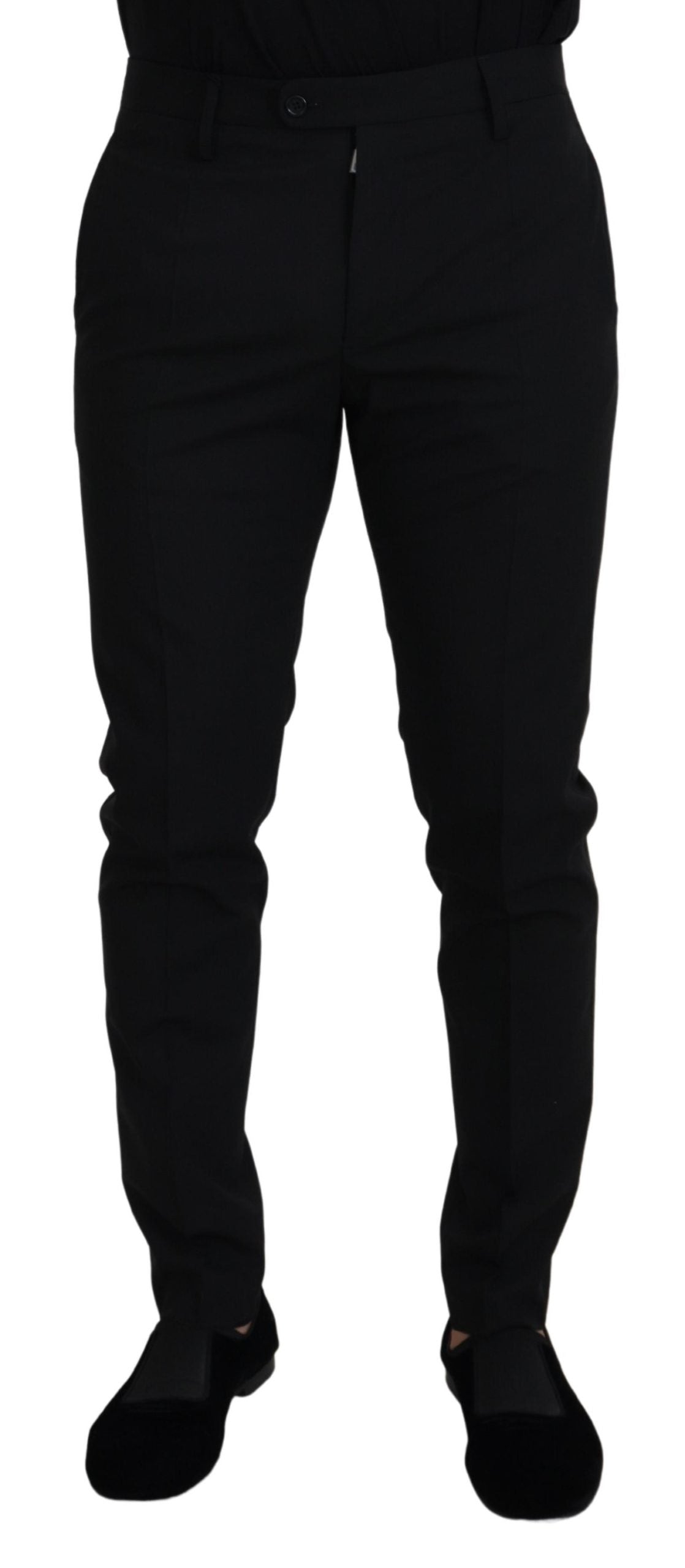 - Elegant Black Wool-Blend Trousers