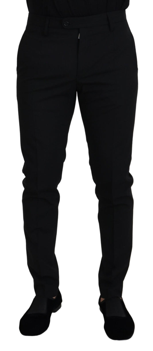 - Elegant Black Wool-Blend Trousers