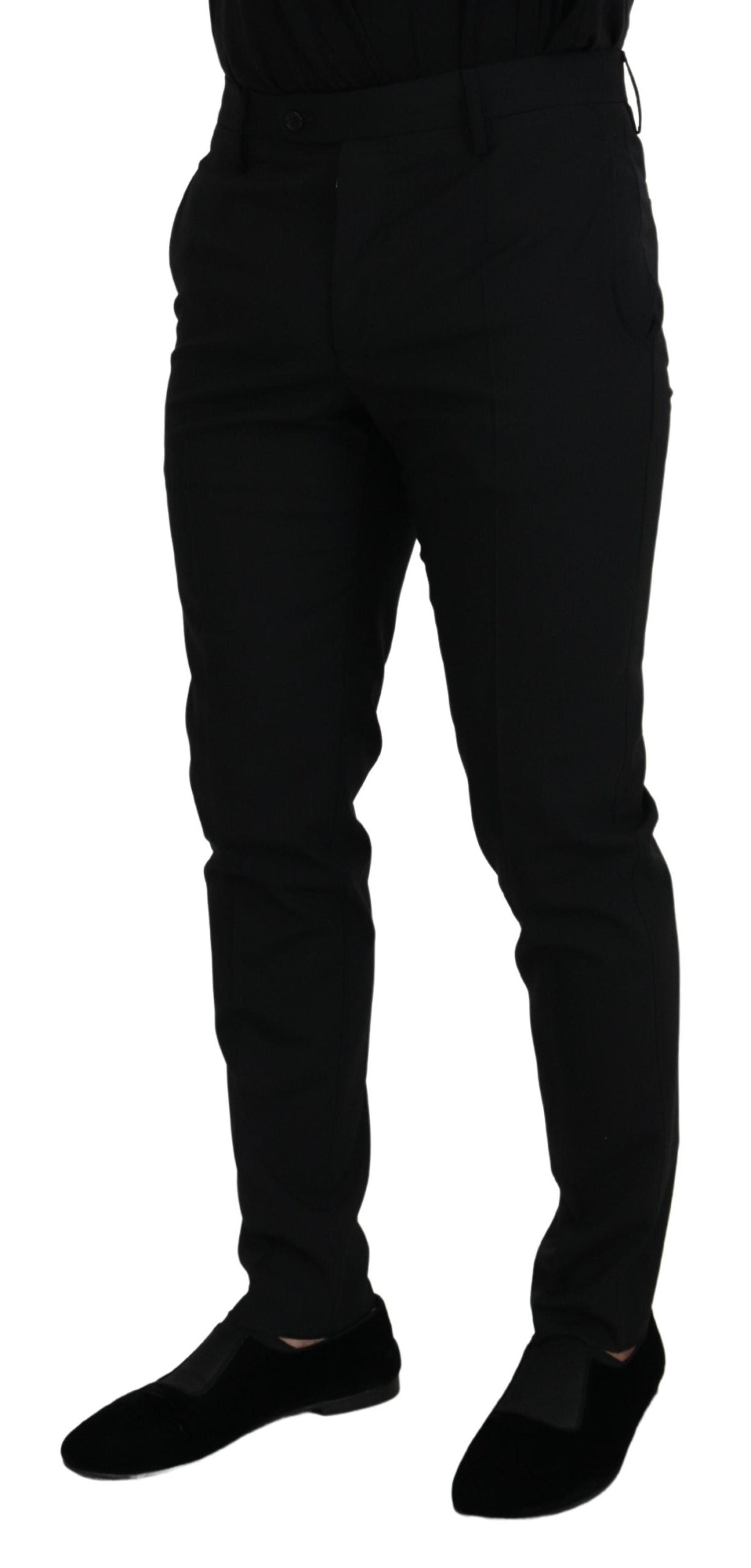 - Elegant Black Wool-Blend Trousers
