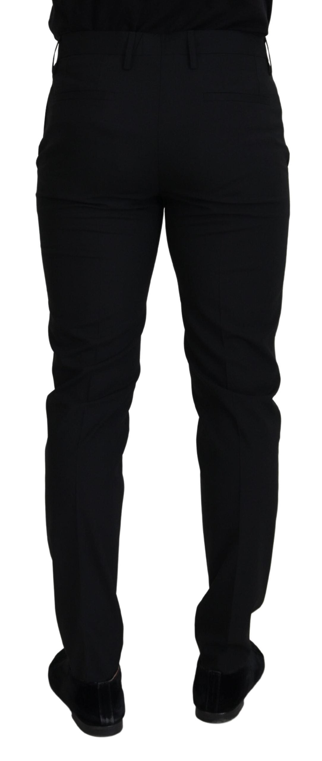 - Elegant Black Wool-Blend Trousers