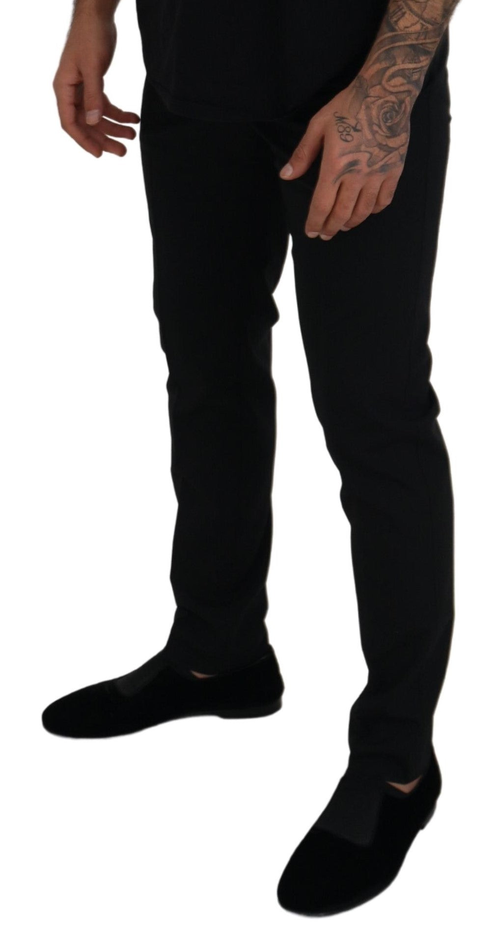 - Elegant Black Wool-Blend Trousers