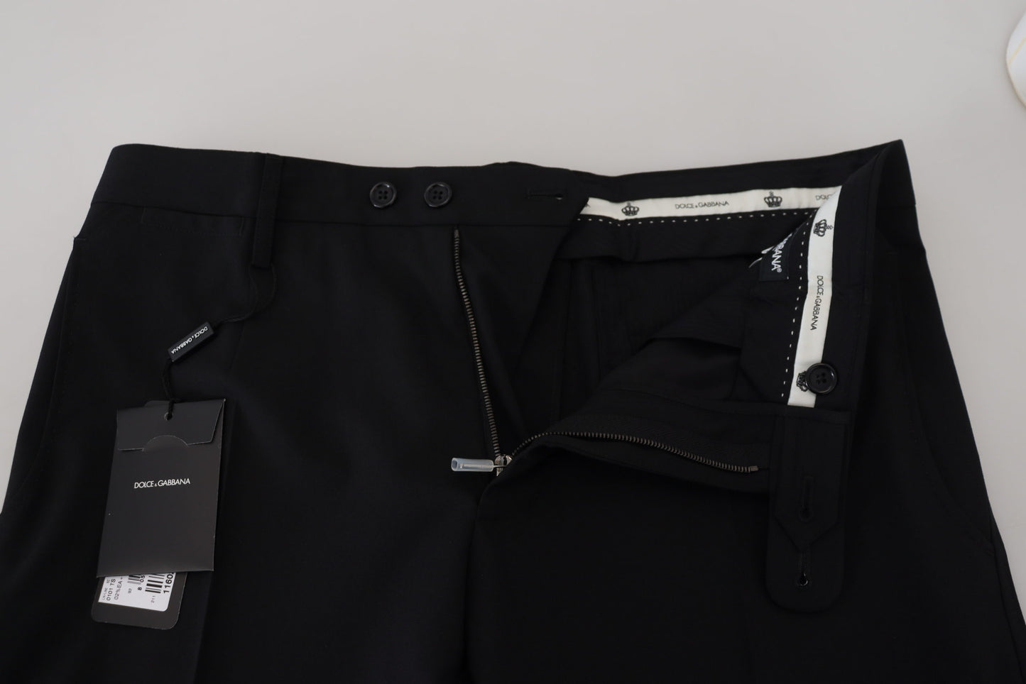 - Elegant Black Wool-Blend Trousers