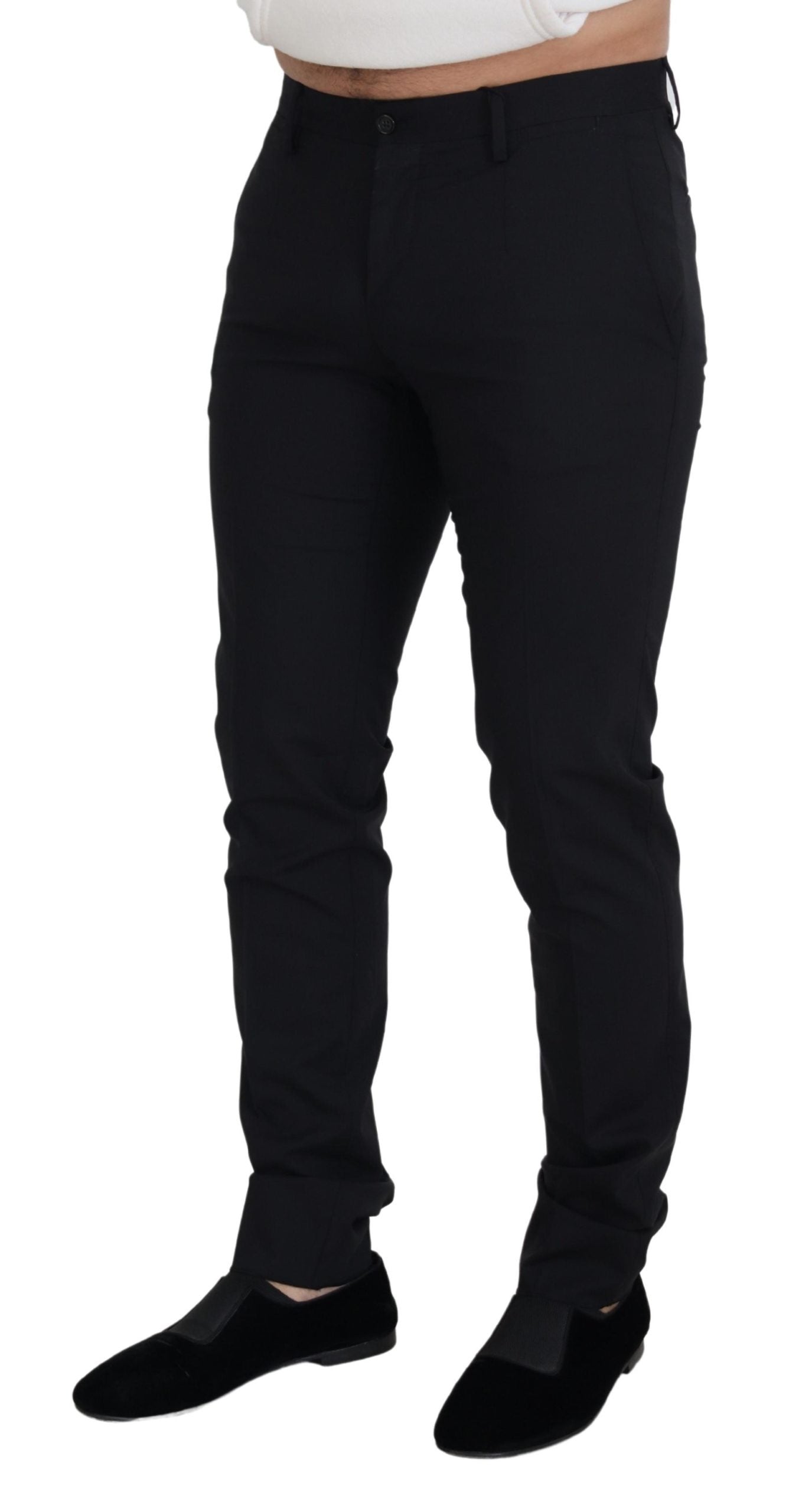 - Elegant Black Wool Blend Trousers