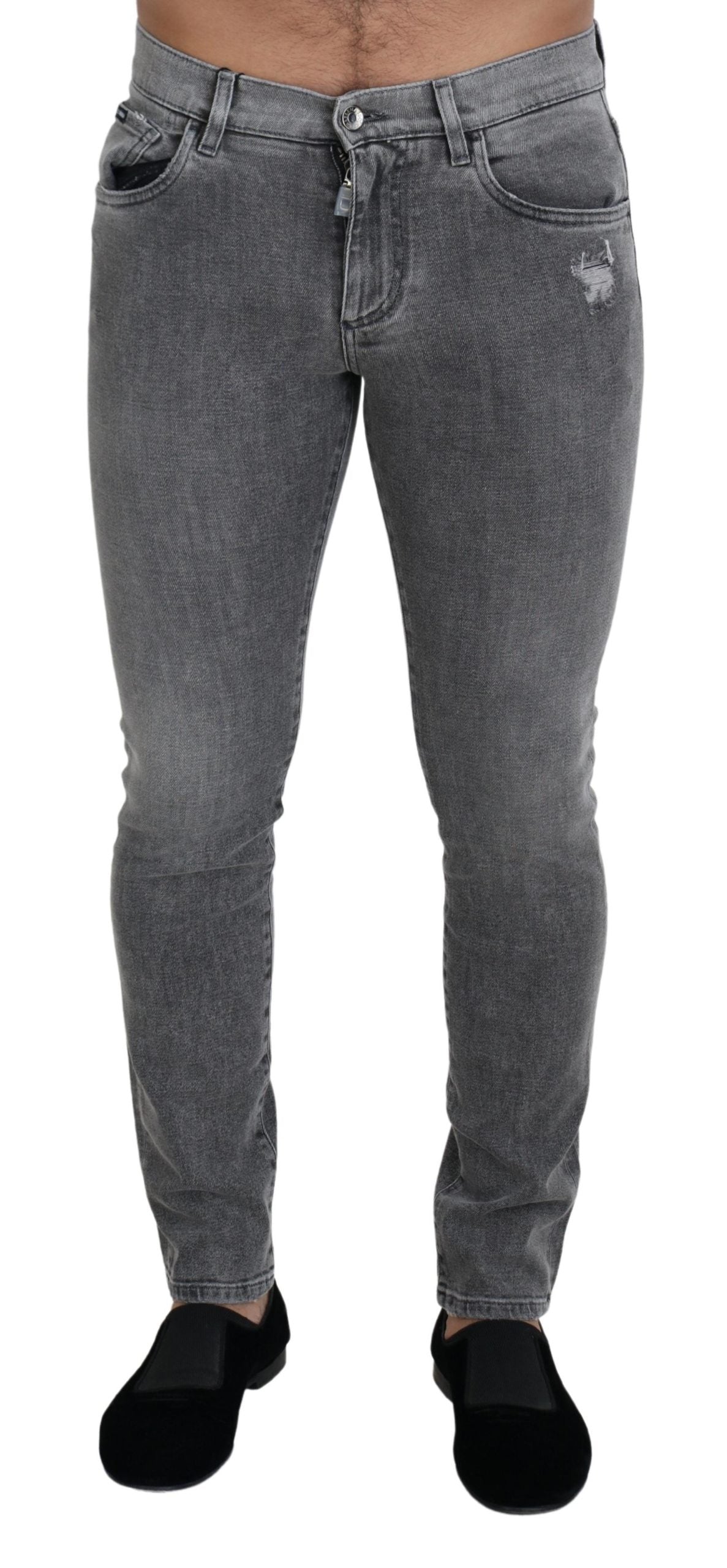 - Chic Grey Washed Denim Pants