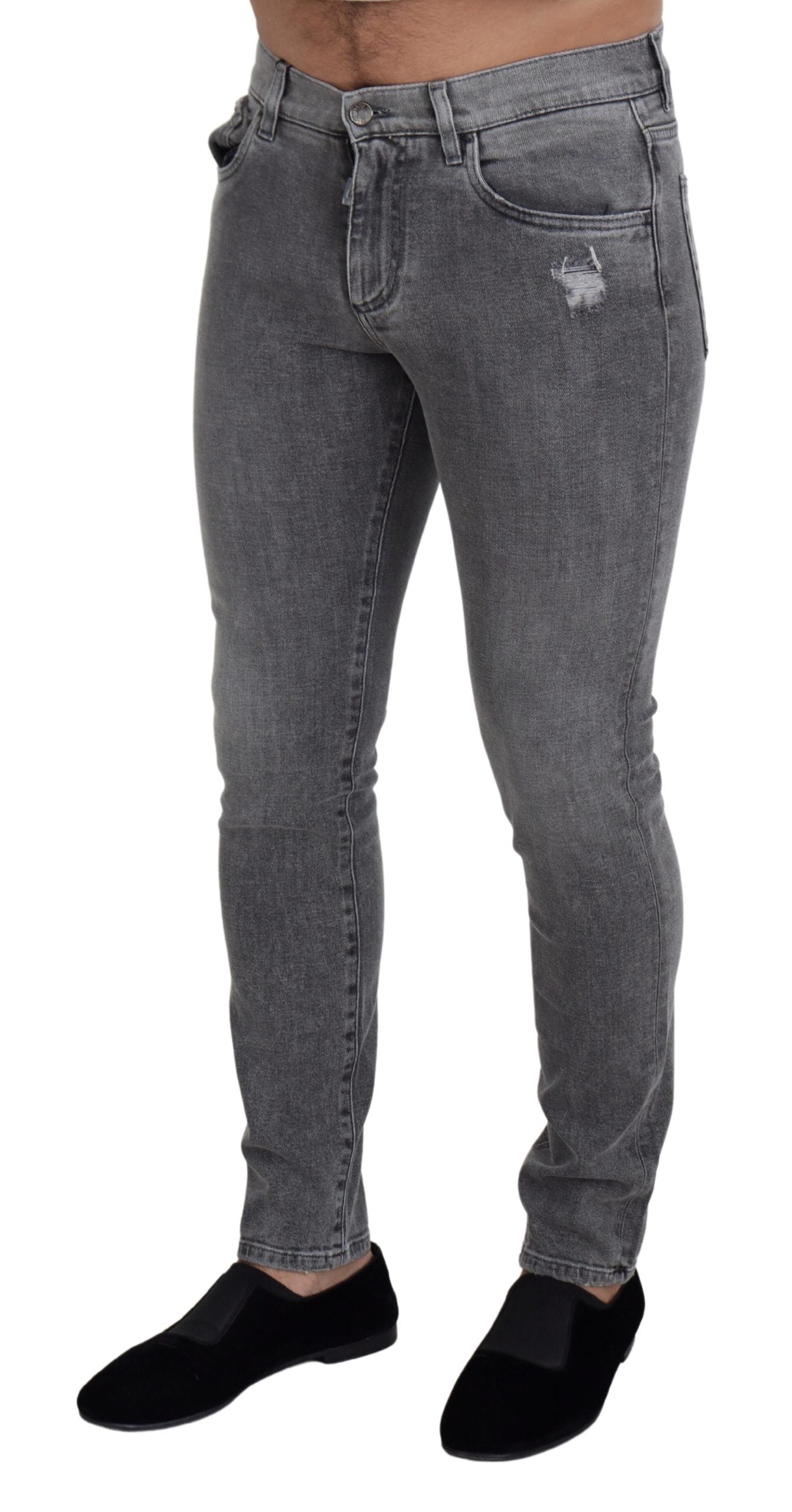 - Chic Grey Washed Denim Pants