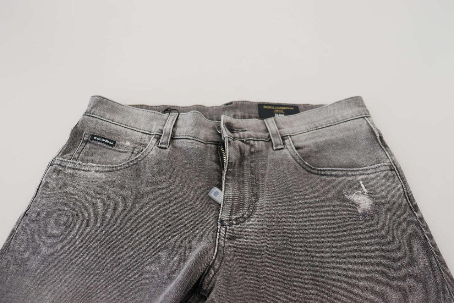 - Chic Grey Washed Denim Pants