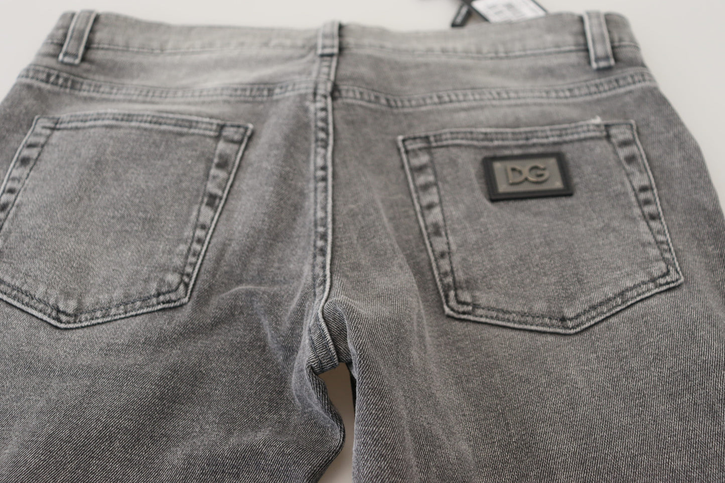 - Chic Grey Washed Denim Pants
